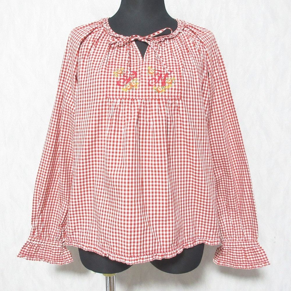 Other Other PINK HOUSE Embroidered Gingham Blouse Textile Tops P012BFB52B DUTY FREE for USA Size ONE SIZE - 1 Thumbnail