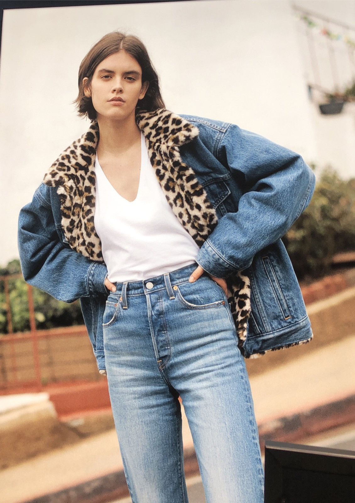Levi's Levi's Leopard Faux Fur Lined Denim Trucker Jacket