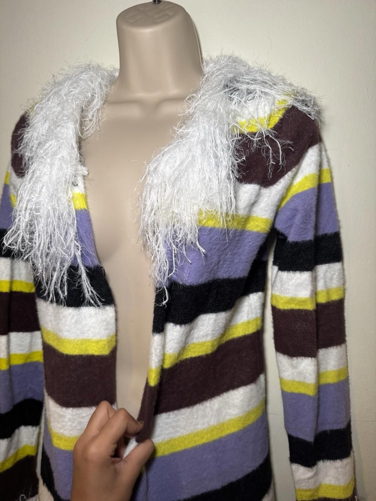 Other Annorlunda faux fur edged stripe cardigan RPR £90 New UK 8 Size S / US 4 / IT 40 - 4 Thumbnail