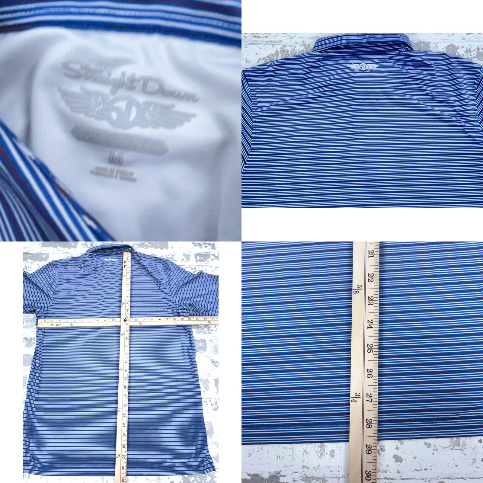 Vintage Straight Down Polo Shirt Men M Blue Striped Performance Golf Size US M / EU 48-50 / 2 - 8 Thumbnail