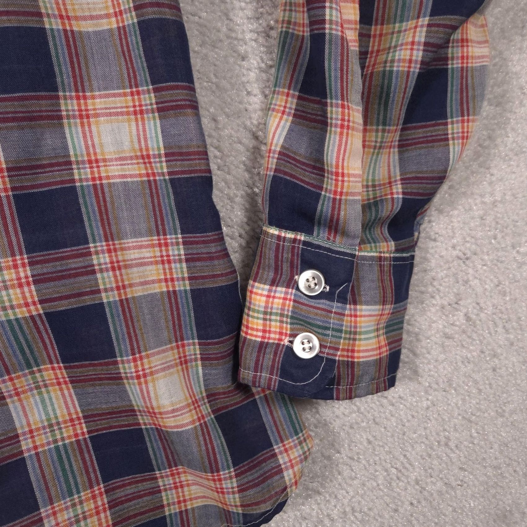 JCPenney Vintage JCPenney Plain Pockets Shirt Mens Large Blue Plaid Button Long Sleeve Size US L / EU 52-54 / 3 - 5 Thumbnail