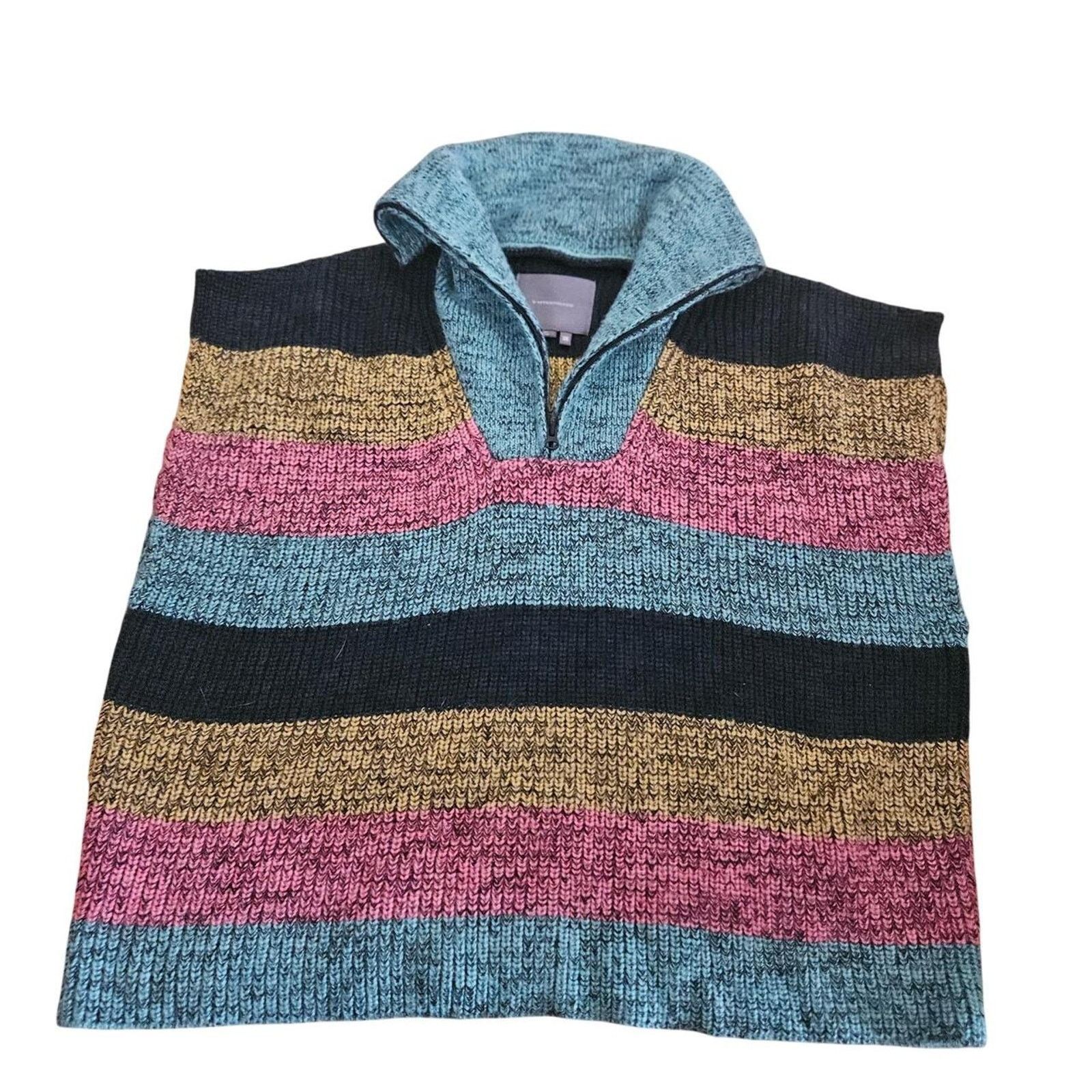 Anthropologie Anthropologie striped quarter zip sweater poncho Size M / US 6-8 / IT 42-44 - 4 Thumbnail