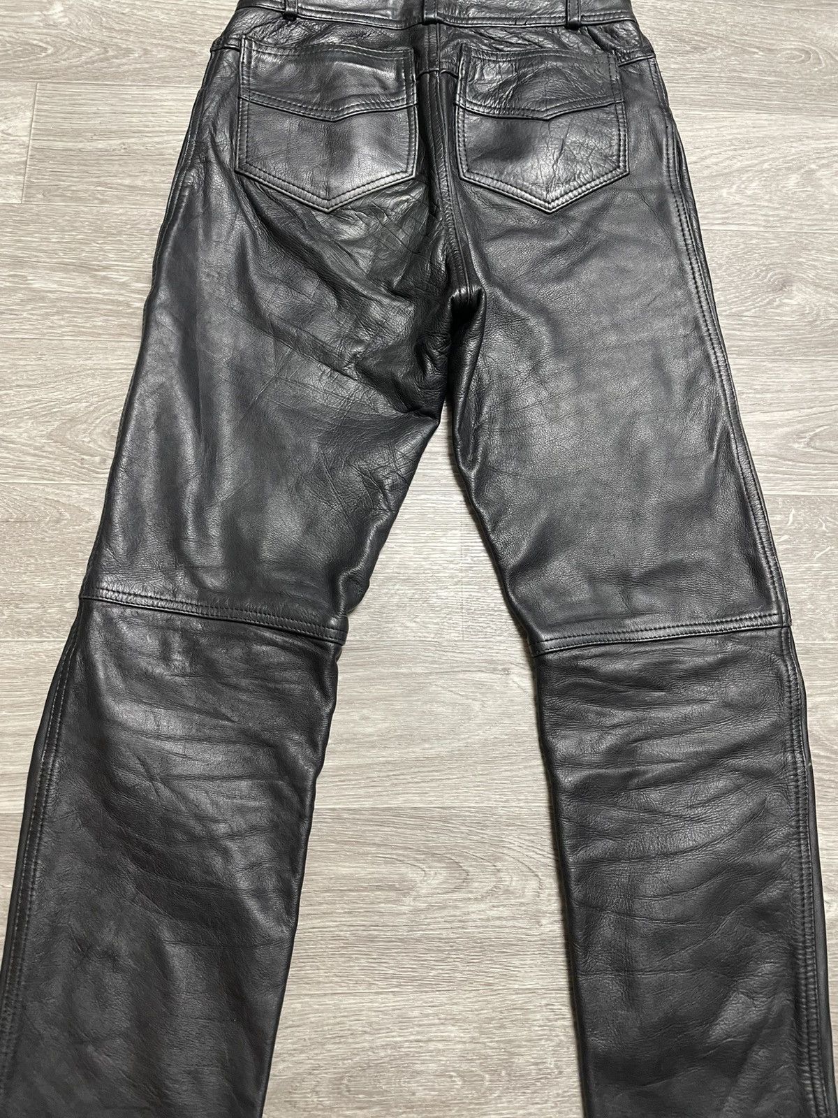 Genuine Leather Vintage Moto Real Leather Black Pants Size US 29 - 17 Thumbnail
