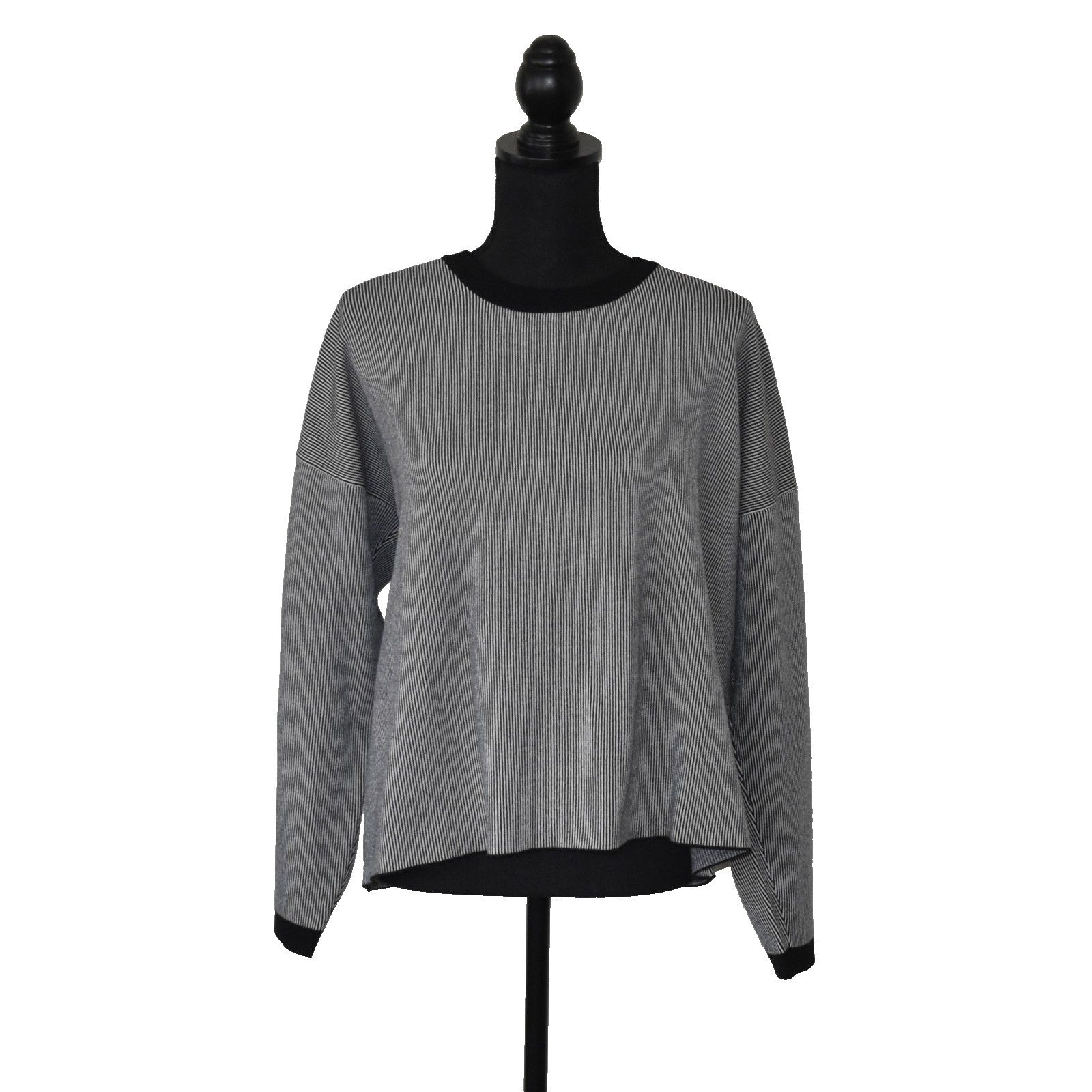 Eileen Fisher EILEEN FISHER Vertical Stripe Knit Relaxed Fit Sweater Sz M Size M / US 6-8 / IT 42-44 - 1 Thumbnail