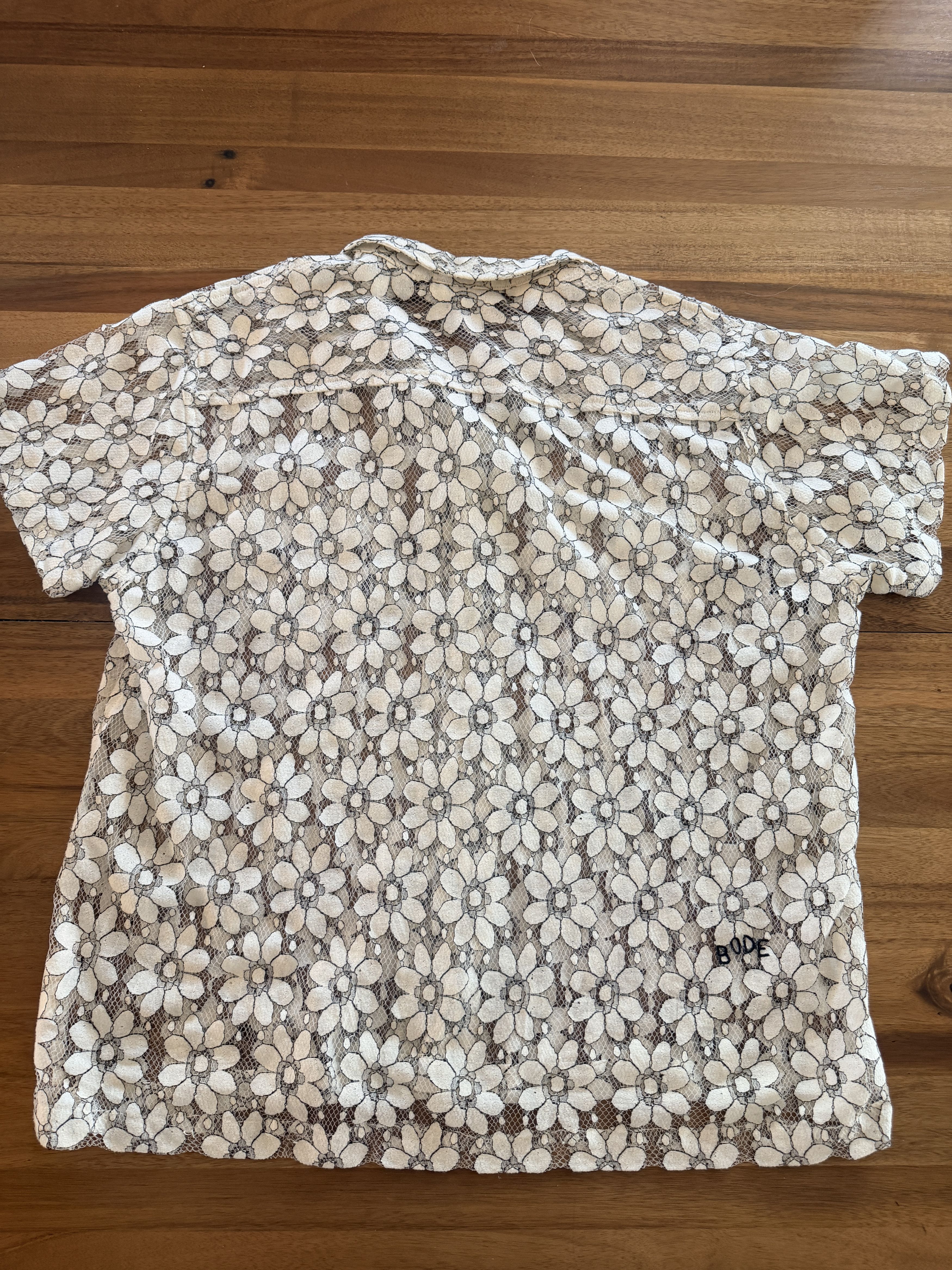 Bode Bode Daisy Guipure Lace Short Sleeve Shirt — L/XL Size US L / EU 52-54 / 3 - 5 Thumbnail