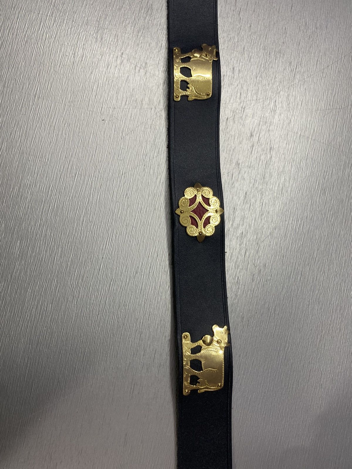 Etro × Vintage Unisex ETRO LEDER GURTEL Gold Kuh Sonne Rar Size ONE SIZE - 7 Thumbnail