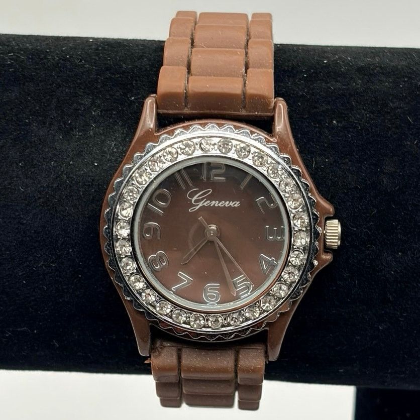 Geneva Silver & Brown Geneva Watch Size ONE SIZE - 2 Thumbnail