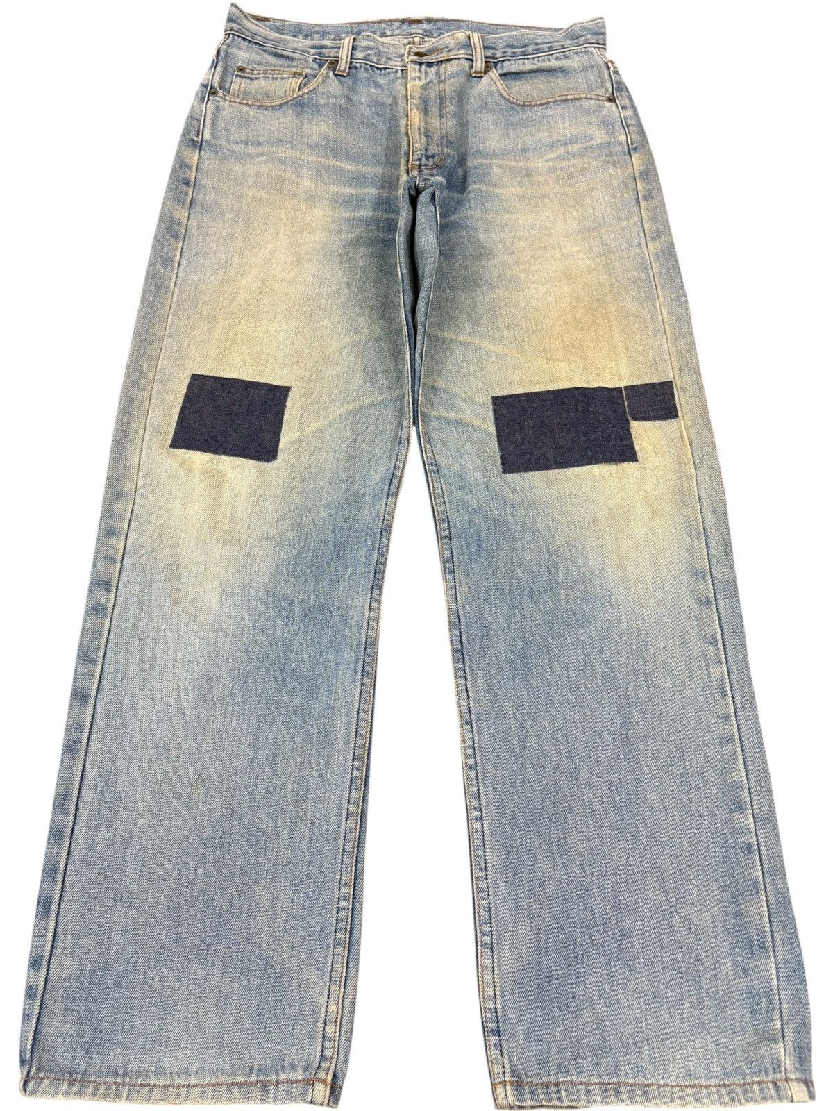 Japanese Brand Vintage Japanese Brand Mud Wash Patches Loose Jeans Size US 32 / EU 48 - 1 Thumbnail