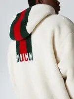 Gucci o1loc1c1125 814191 Wool Fleece Zip Jacket With Web in White Size US M / EU 48-50 / 2 - 5 Thumbnail