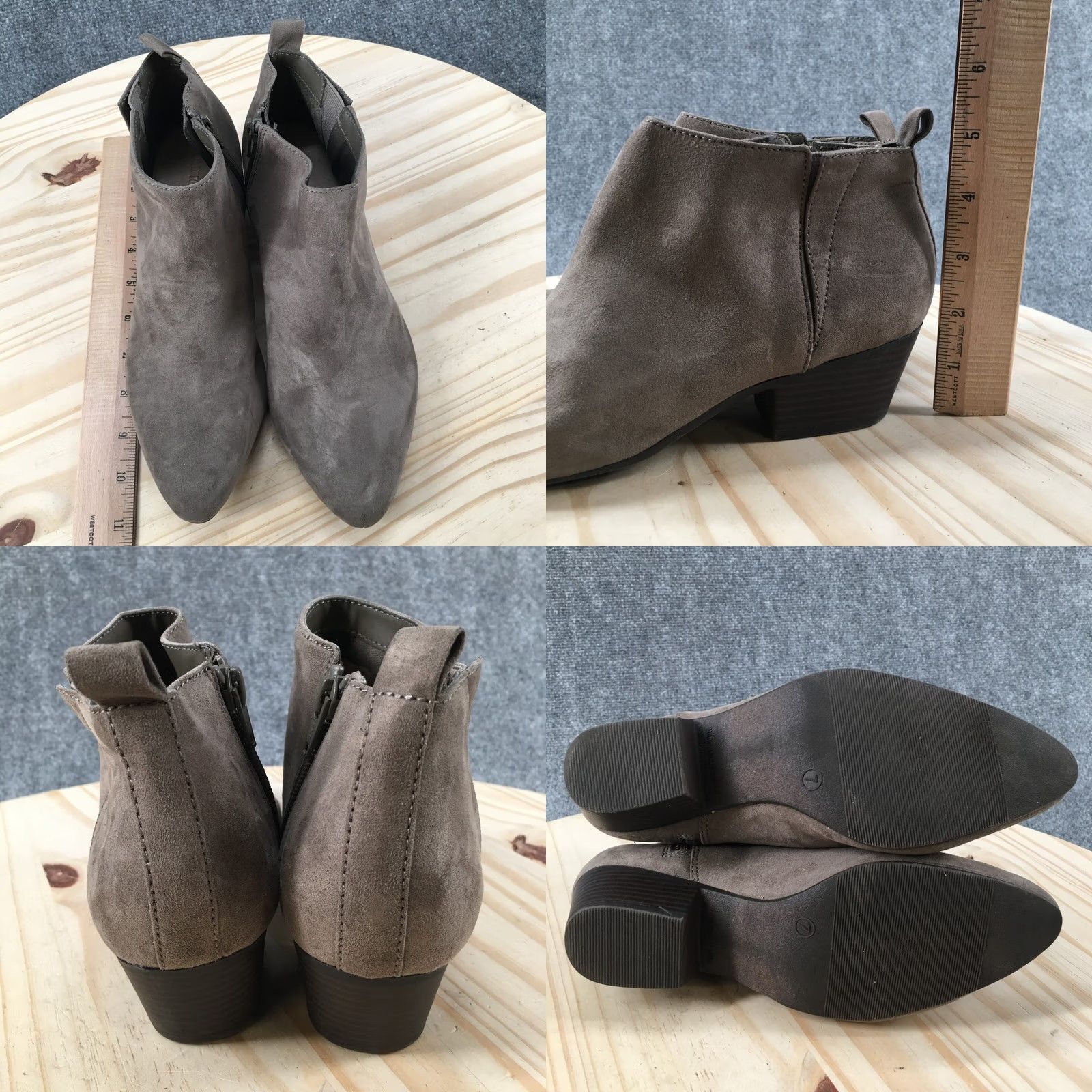 Old Navy Old Navy Boots Womens 7 Ankle Booties Beige Fabric Zipper Casual Knobbed Heel Shoes Size US 7 / IT 37 - 8 Thumbnail
