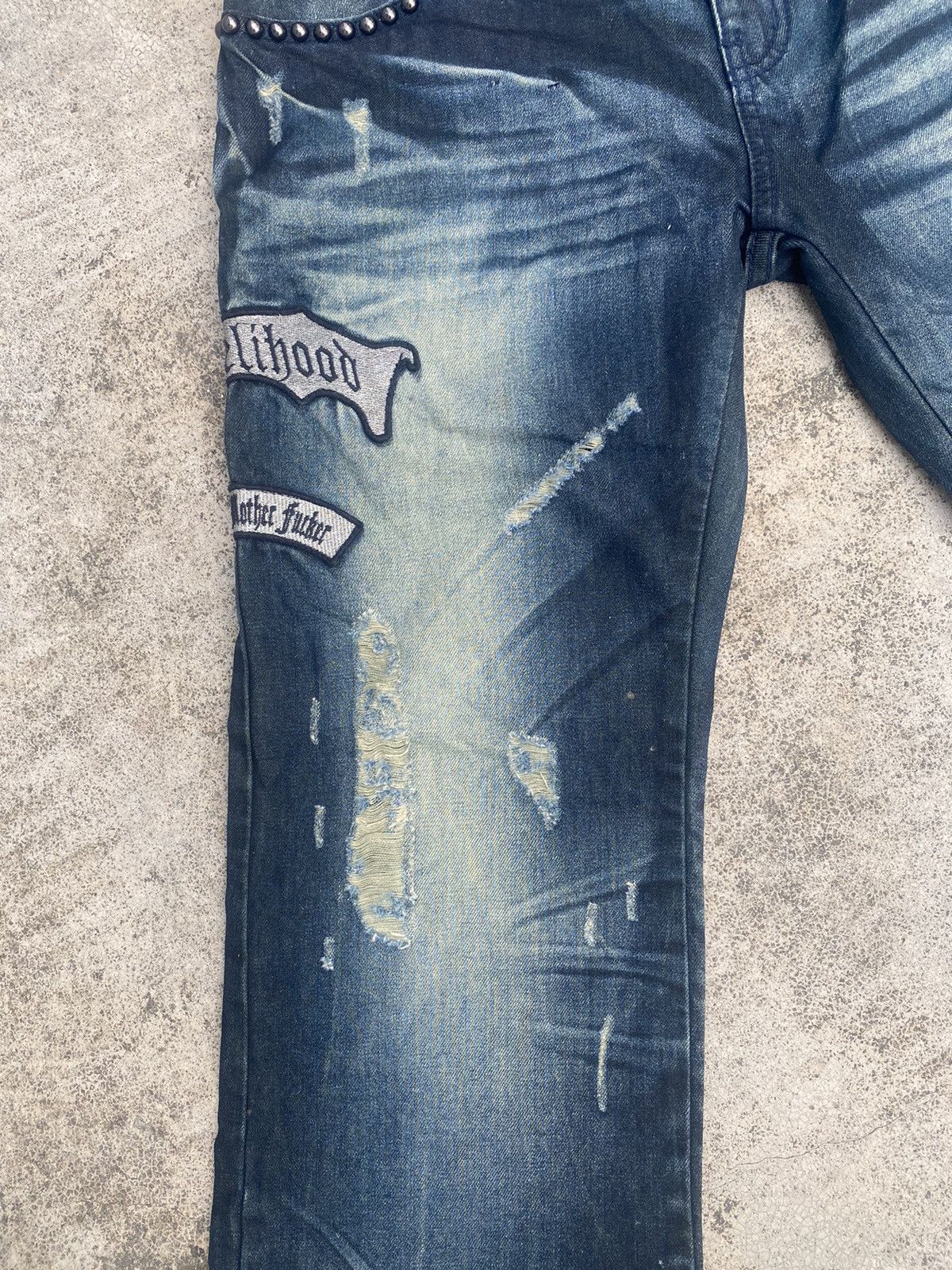 If Six Was Nine × Japanese Brand Flare Jeans Vice Fairy Clawmark Patches Studded Size US 32 / EU 48 - 7 Thumbnail
