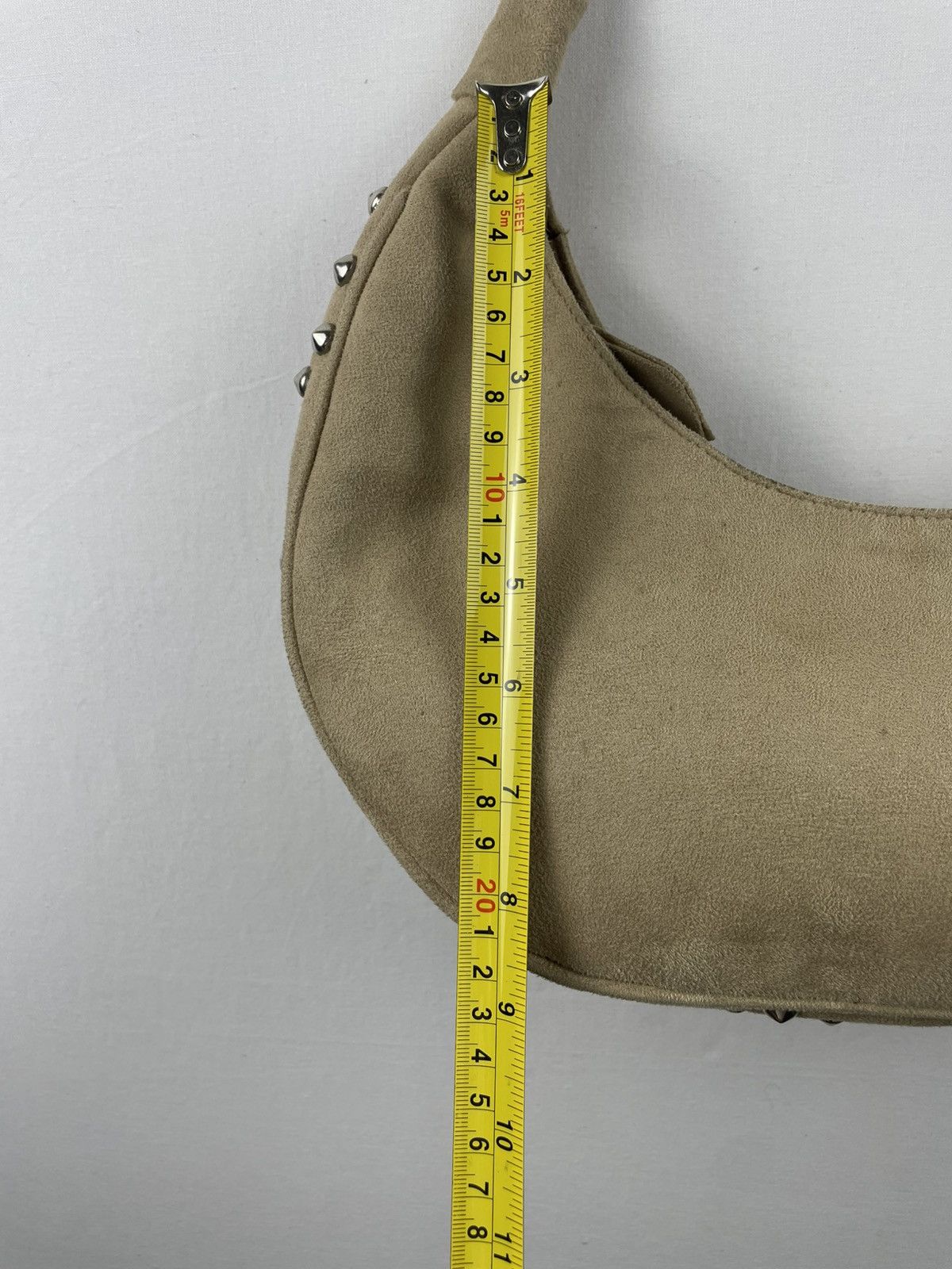 Japanese Brand Acanthe Hobo Handbag Suede and Studded With Metal Studs Size ONE SIZE - 11 Thumbnail