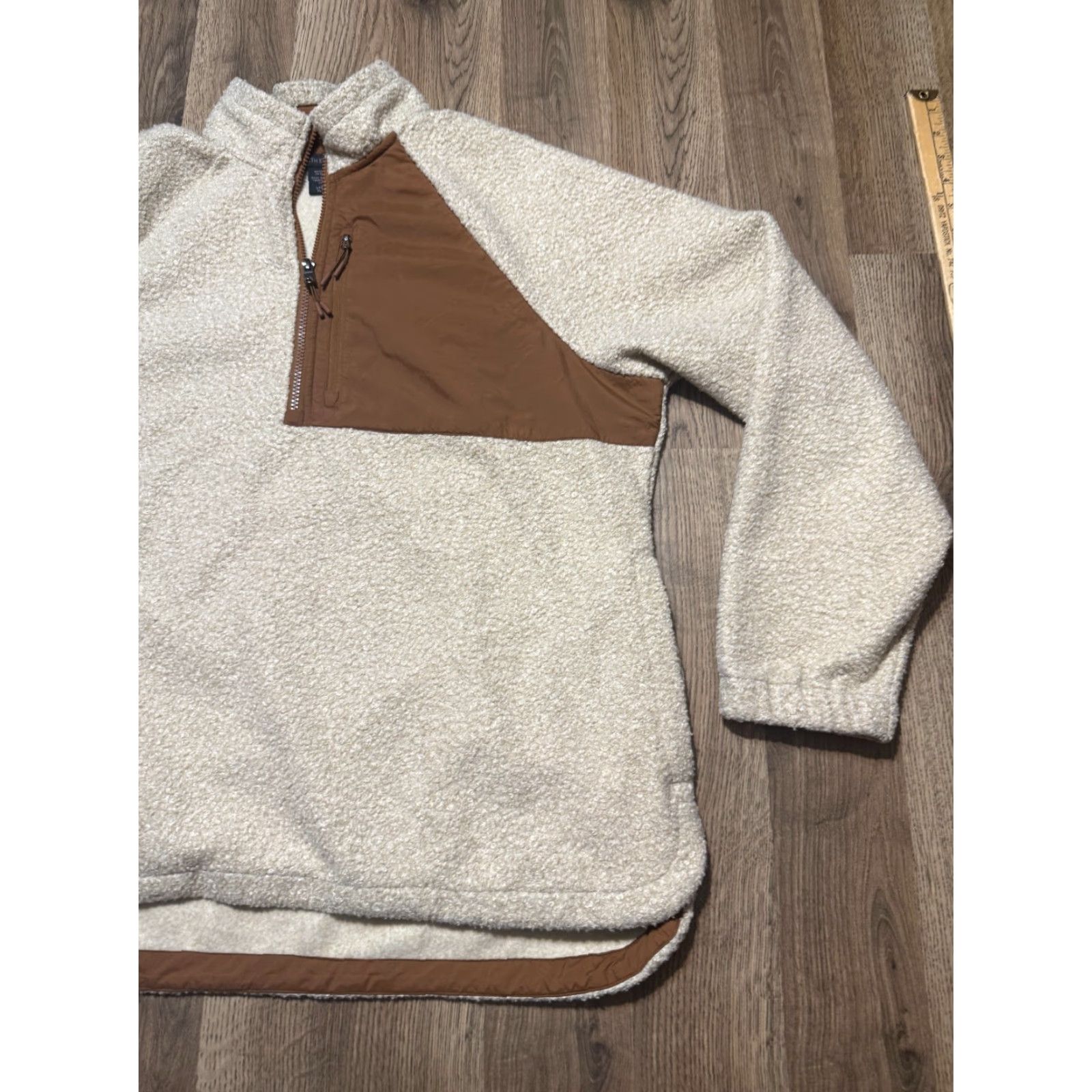 Vintage North End Sweater Women's XL Brown Tan Quarter Zipper Fleece Pullover Knit Shirt Mens? Size XL / US 12-14 / IT 48-50 - 4 Thumbnail