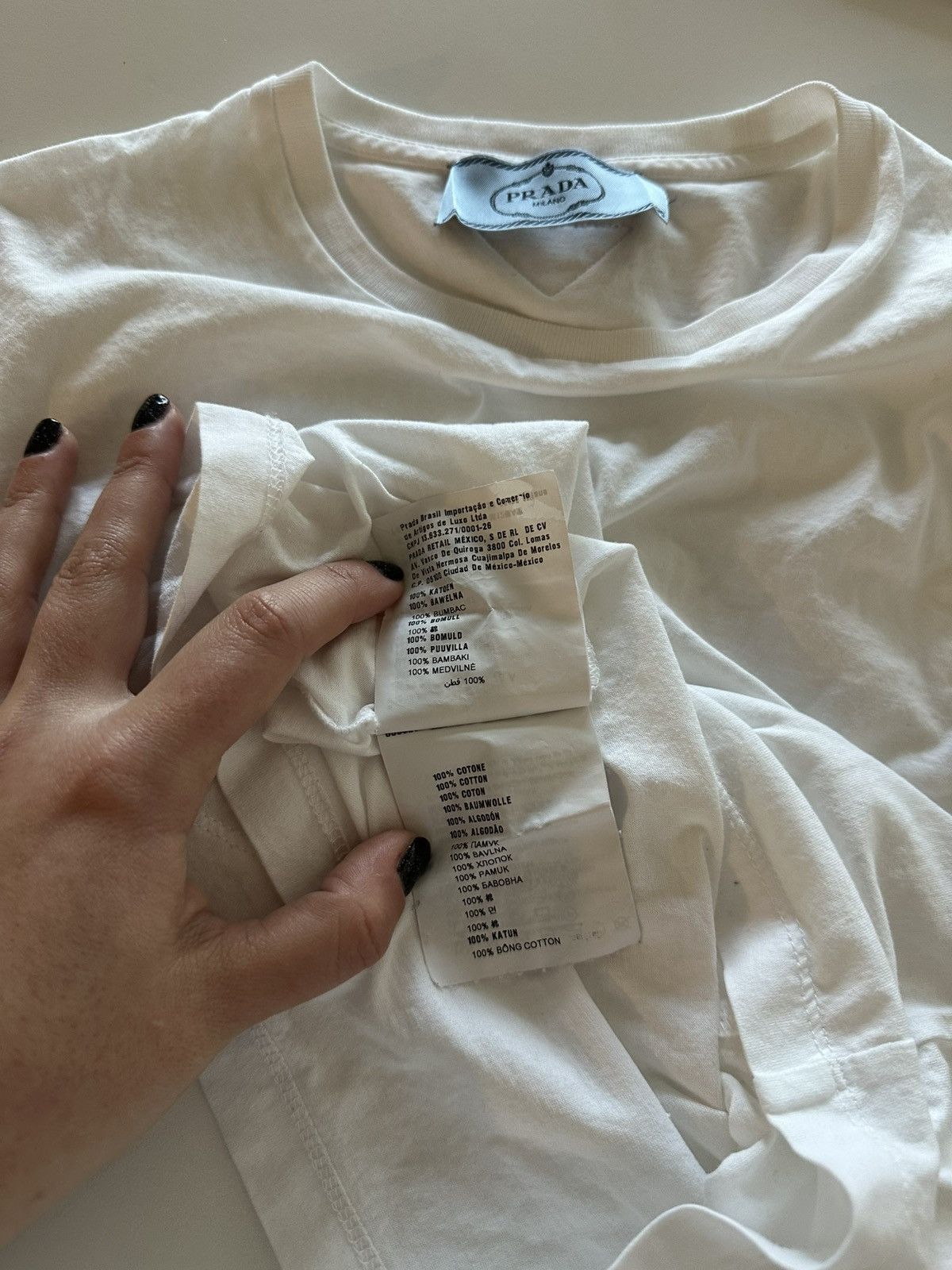 Prada Prada 2021SS White Back Triangle Logo Short Sleeve Tee Size XS / US 0-2 / IT 36-38 - 7 Thumbnail