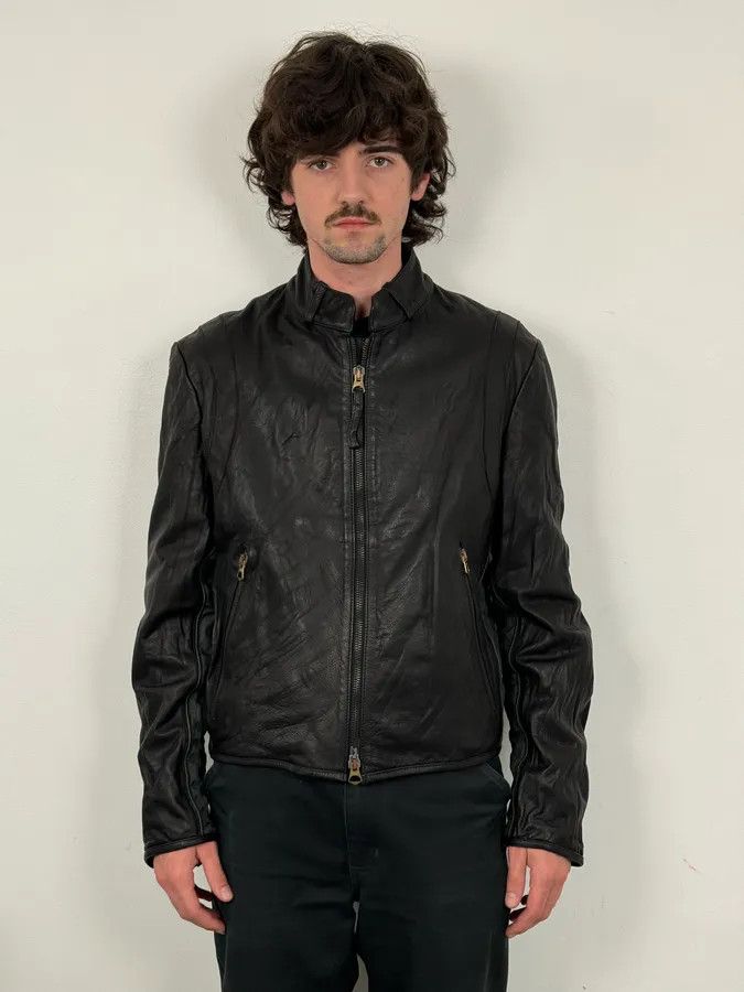 Armani 2000s Armani Hybrid Black & Green Leather Biker Jacket Size US M / EU 48-50 / 2 - 2 Thumbnail
