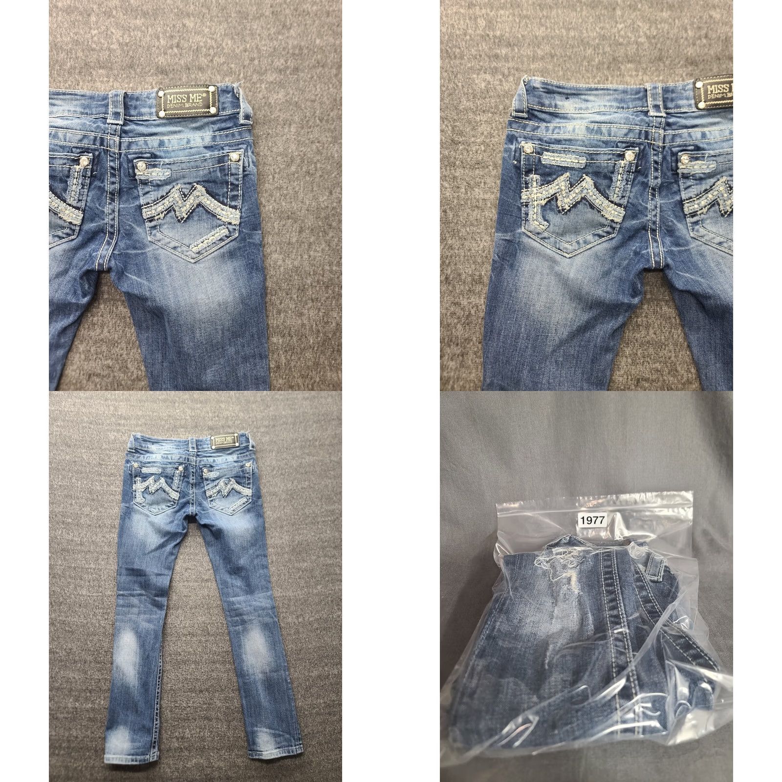 Miss Me VINTAGE Miss Me Jeans Womens 25x28 Regular Cuffed Skinny Distressed Whip Stitch Blue Denim 5-Pocket Mens Womens Boys Girls Size 42" / US 20 - 9 Thumbnail