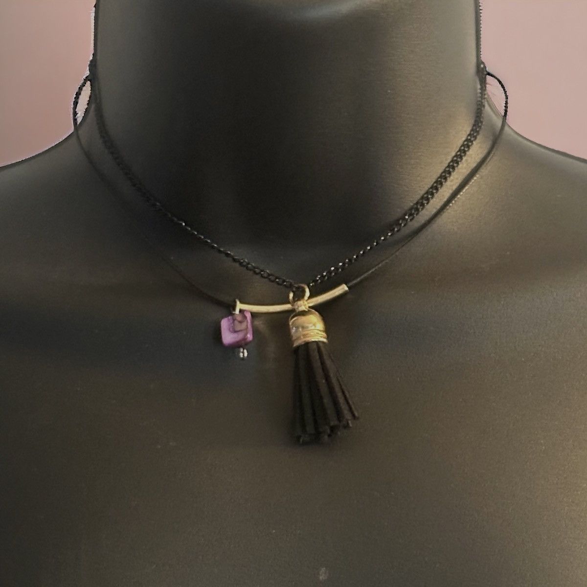 Other Doubled black chain tassel pendant necklace Size ONE SIZE - 1 Thumbnail