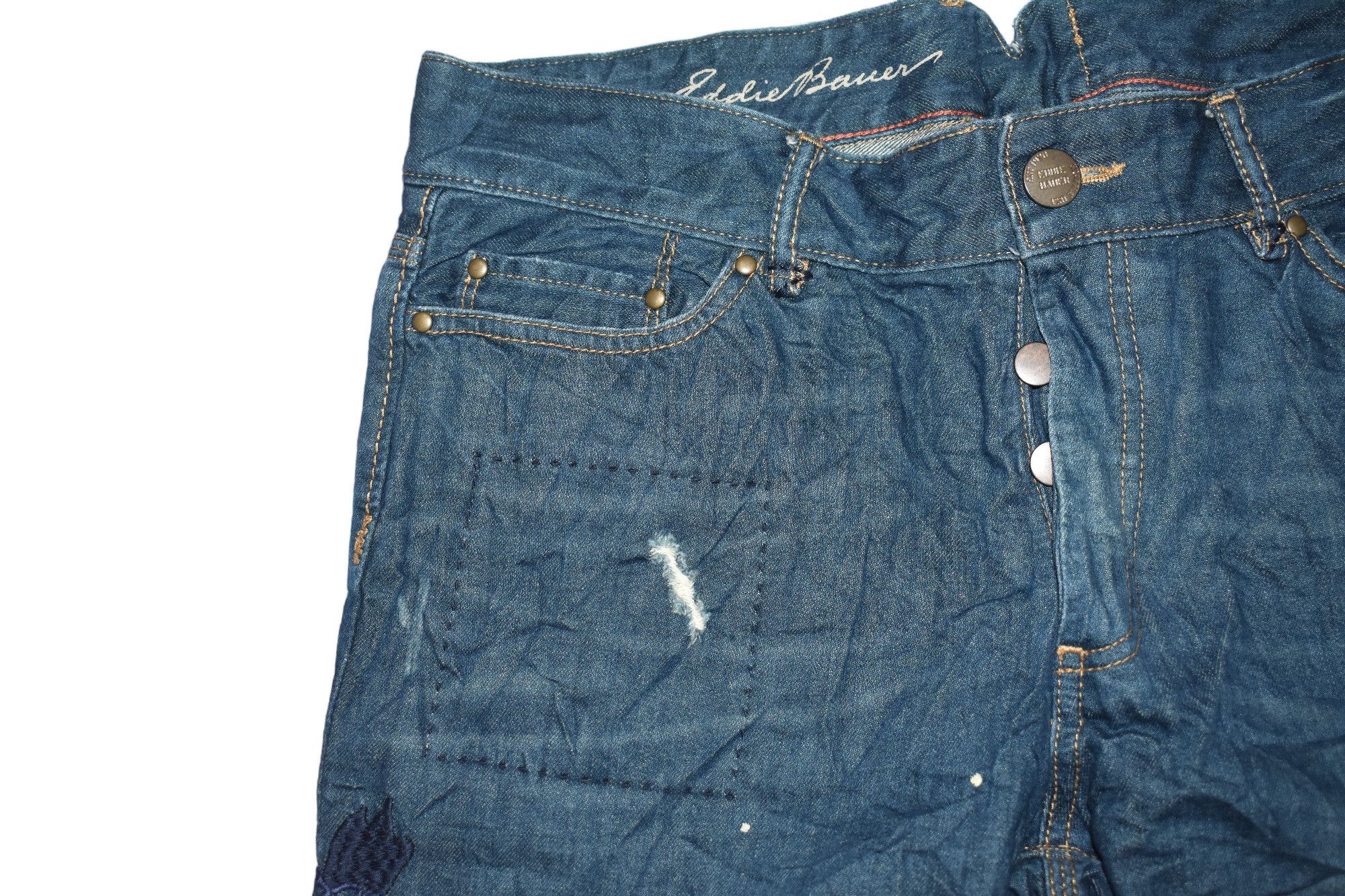 If Six Was Nine × Japanese Brand Vintage Eddie Bauer Patchwork Jeans Like Kapital Size US 34 / EU 50 - 5 Thumbnail