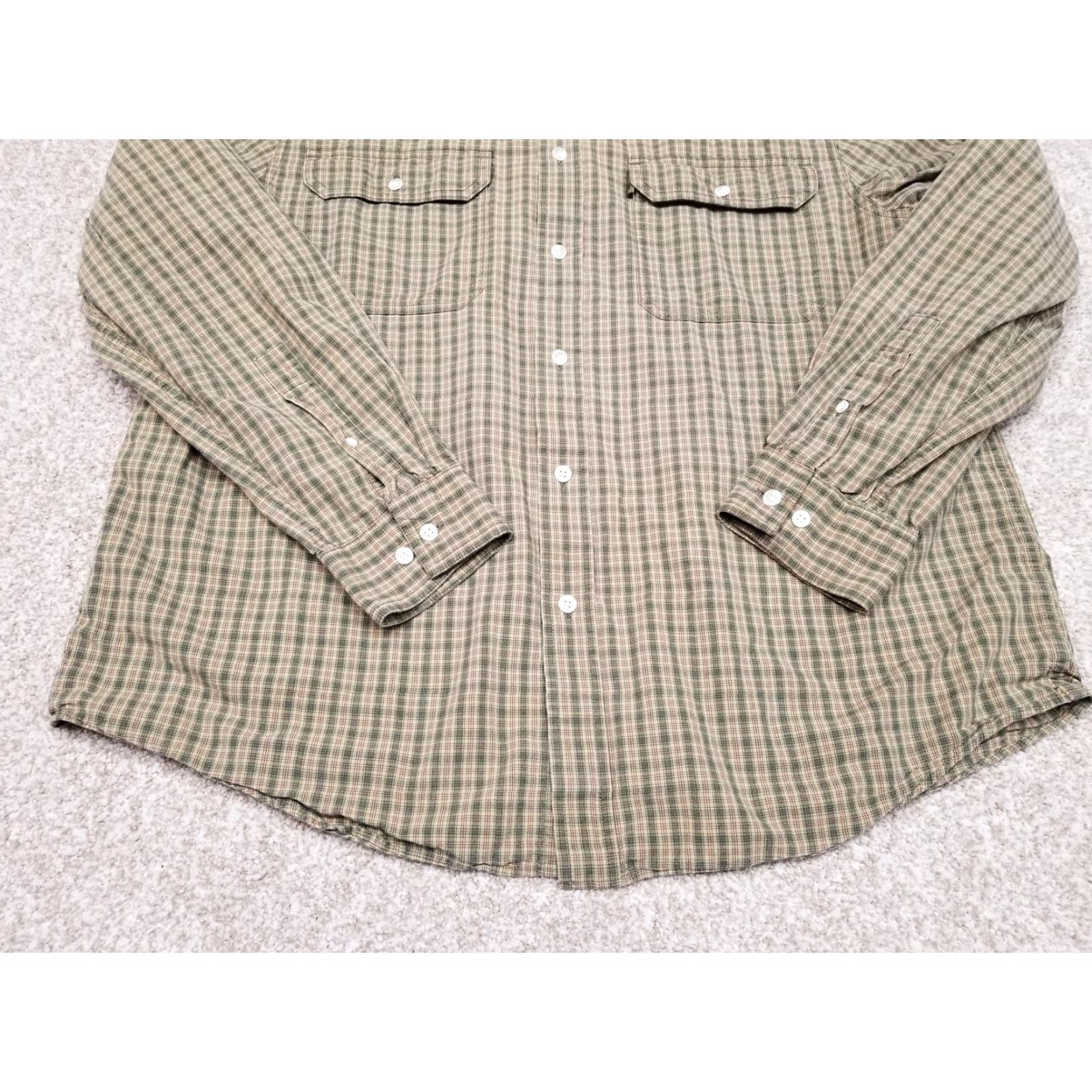 Olive Gander Mountain Shirt Mens Large Olive Plaid Long Sleeve Button-Down Casual Size US L / EU 52-54 / 3 - 3 Thumbnail