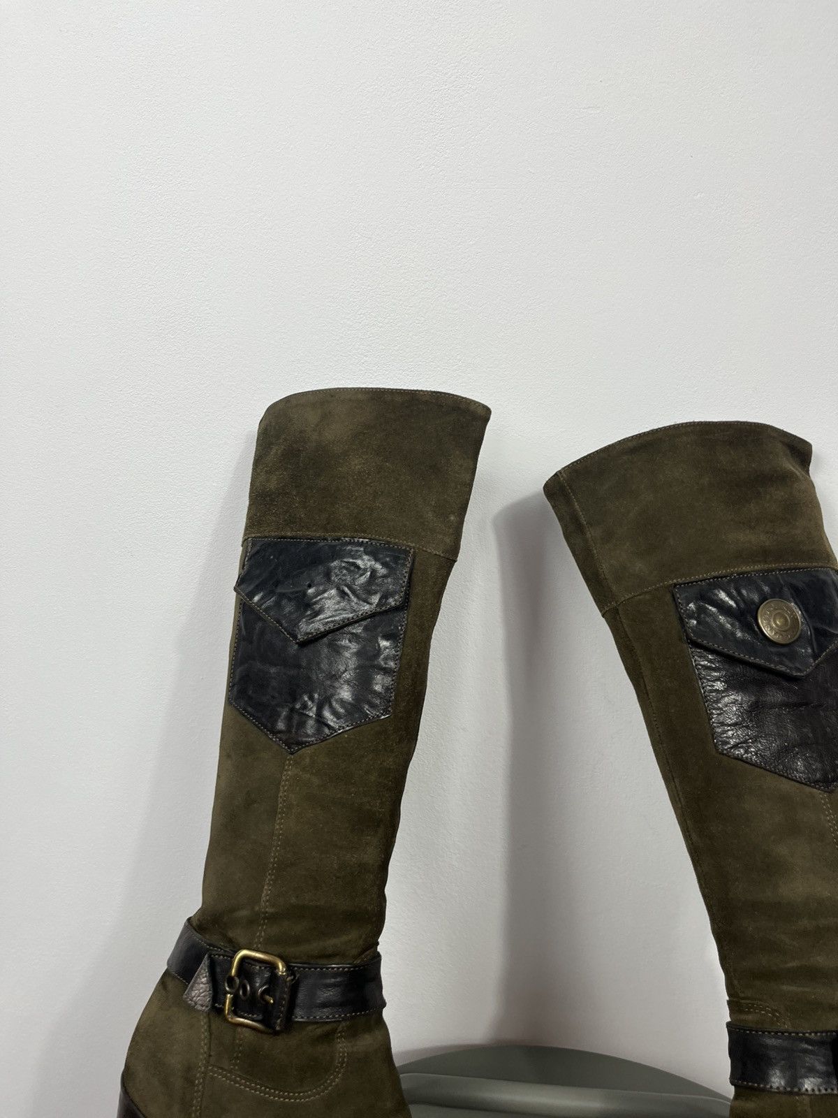 Other Janet Janet Suede Knee High Boots Pocket Detail Size 39.5 Size US 9 / IT 39 - 3 Thumbnail