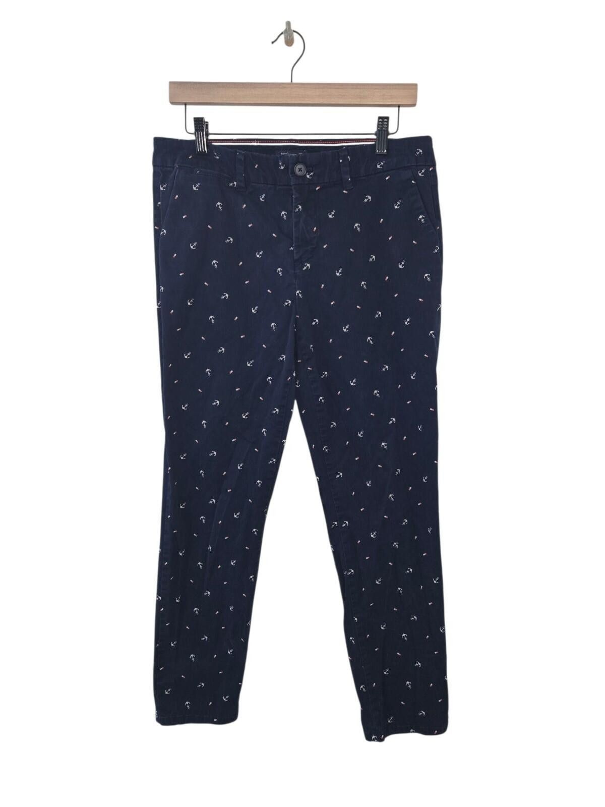 Tommy Hilfiger Tommy Hilfiger Blue Embroidered Monogram Chino Pants 8 Size 30" / US 8 / IT 44 - 1 Thumbnail