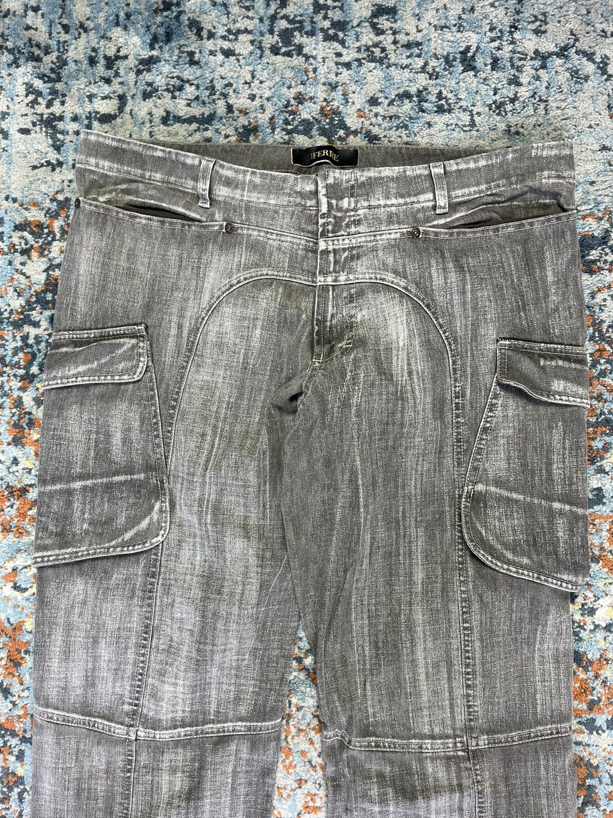 Designer × Ferre × Vintage Vintage 90s Ferre Jeans crazy cargo denim pants with zippers Size US 38 / EU 54 - 15 Thumbnail