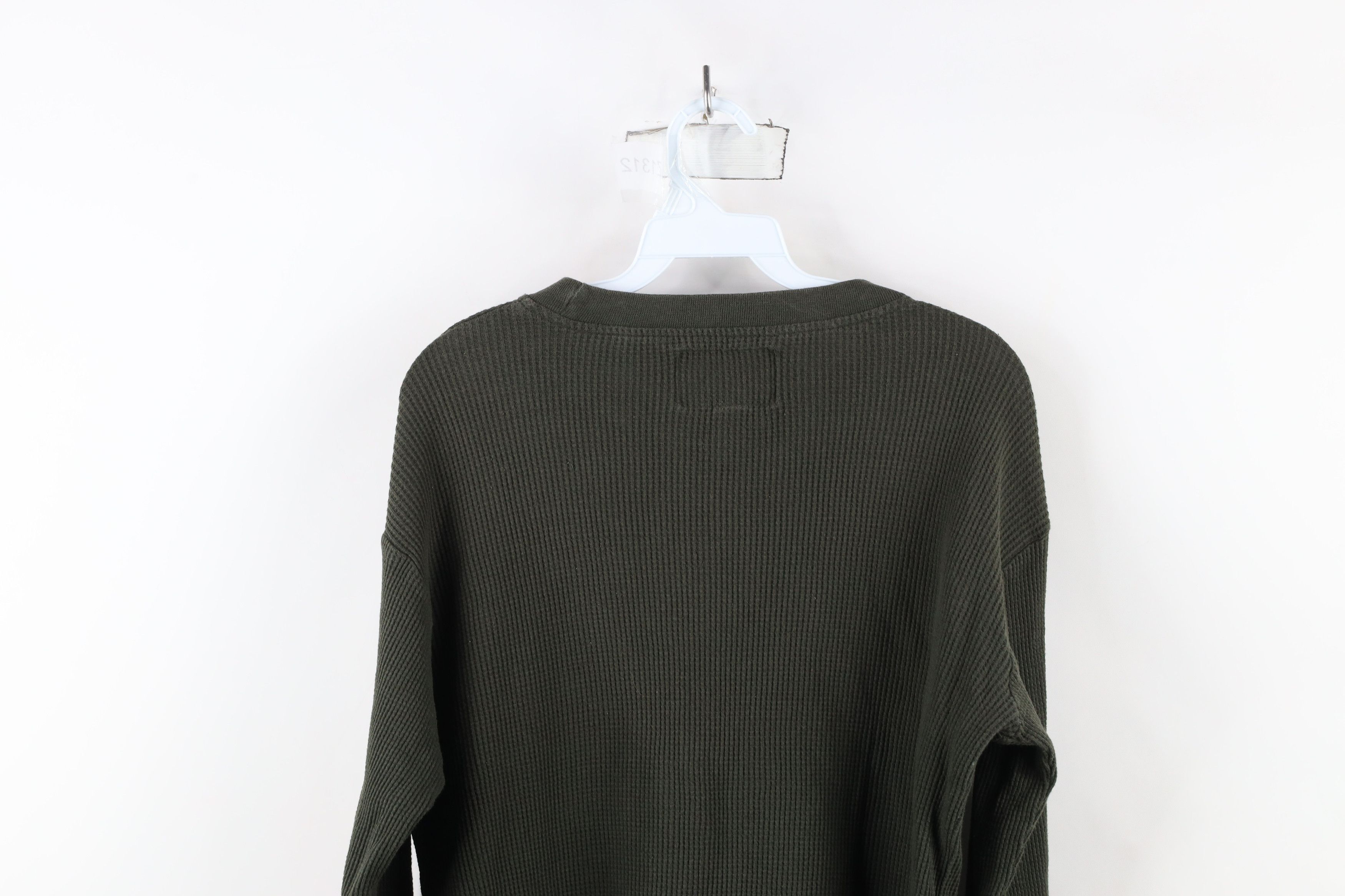 Vintage Vintage 90s Streetwear Waffle Knit Long Sleeve T-Shirt Olive Size US M / EU 48-50 / 2 - 7 Thumbnail