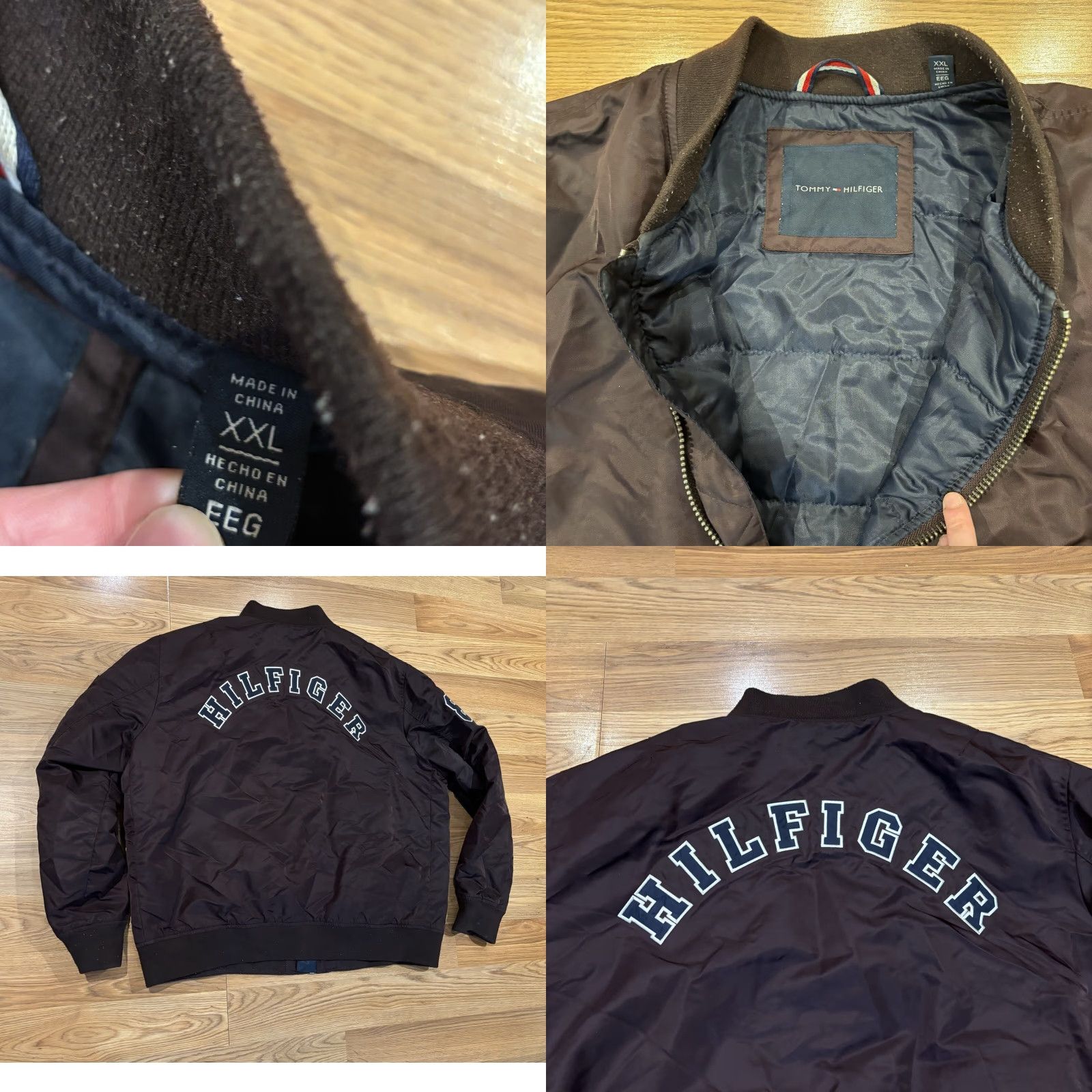 Tommy Hilfiger Tommy Hilfiger Bomber Jacket Coat Satin Brown 85 Patch Men’s Size XXL Regular Quilted Lined Zip Casual Vintage No Size US XXL / EU 58 / 5 - 8 Thumbnail