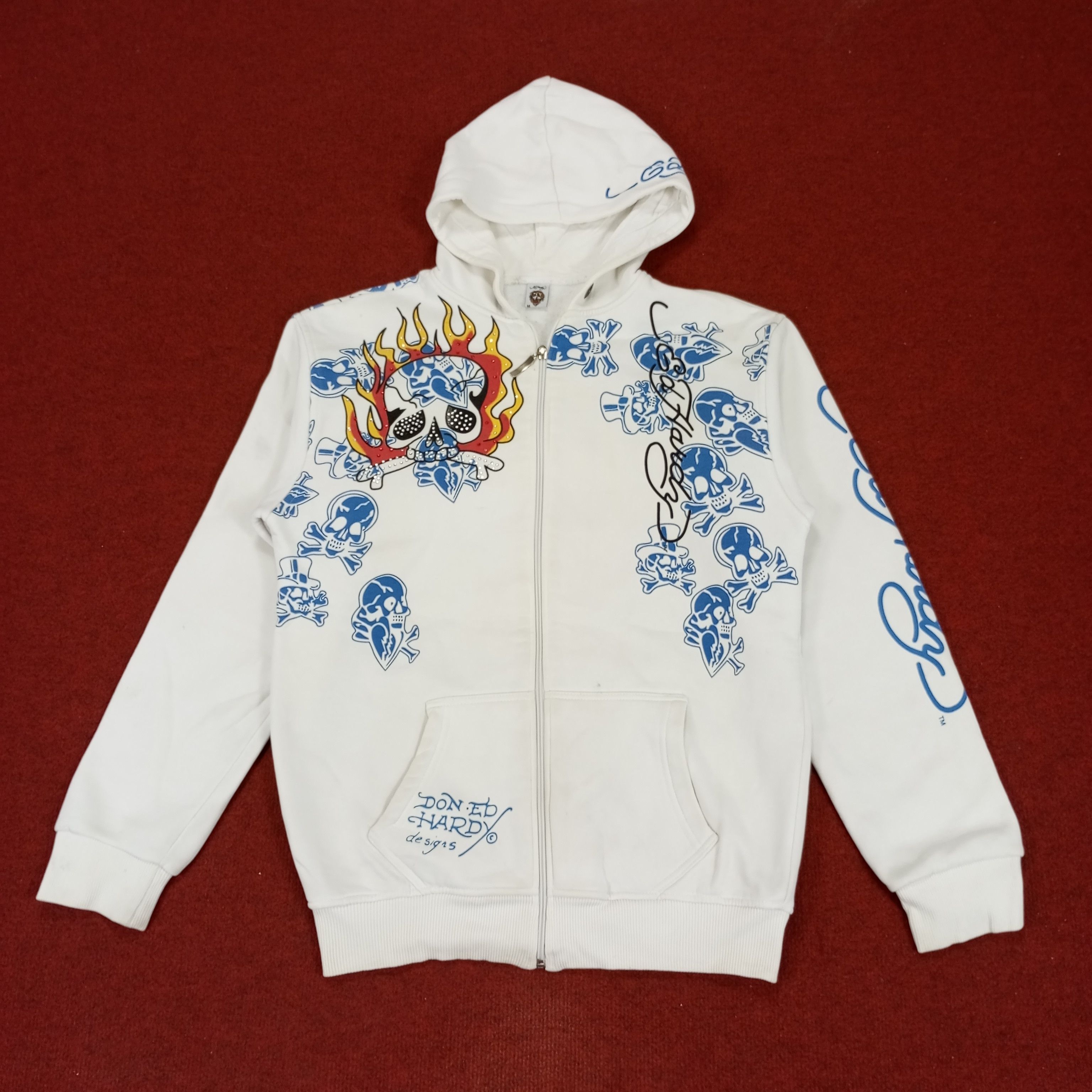 Christian Audigier Ed Hardy Fashion Skull Design Rock Punk Style Zipper Hoodies Size US M / EU 48-50 / 2 - 3 Thumbnail