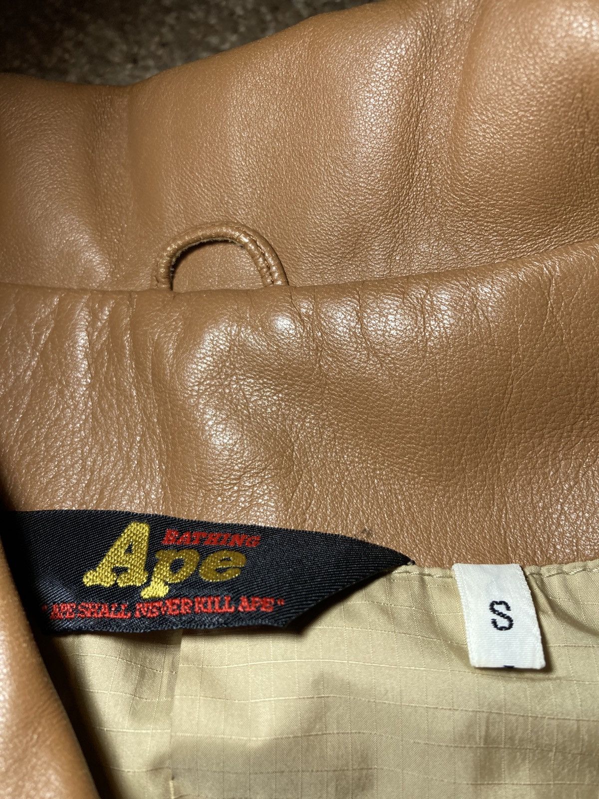 Bape 2000 Bape Leather Sheepskin Biker Rider Tan Jacket 90s Nigo Size US S / EU 44-46 / 1 - 2 Thumbnail