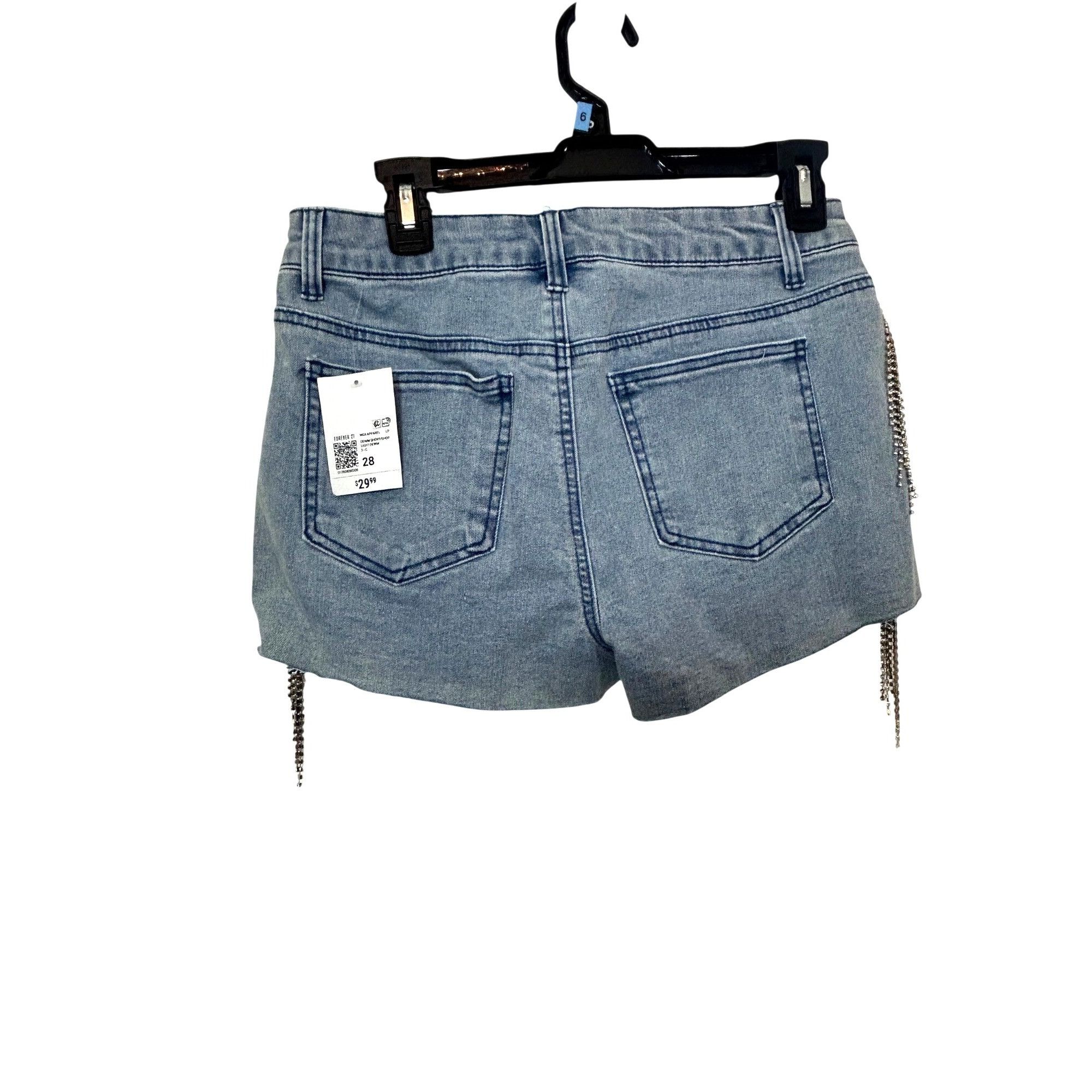 Forever 21 Forever 21 Women’s Denim Shorts 28 High Rise Rhinestone Frin Size 28" / US 6 / IT 42 - 2 Thumbnail