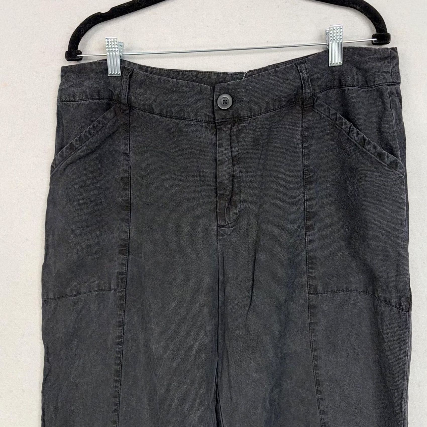 AVEC LES FILLES Avec Les Filles Pants Womens 14 Gray Lyocell Wide Leg Capri Cropped Pockets Boho 90s Style Mens Women Girls Size 36" / US 14 / IT 50 - 2 Thumbnail