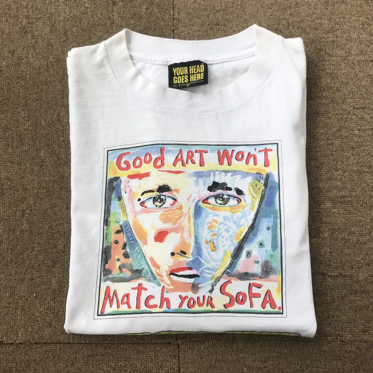 image of Vintage Fred Babb Art Tee 90's in White, Men's (Size XL)