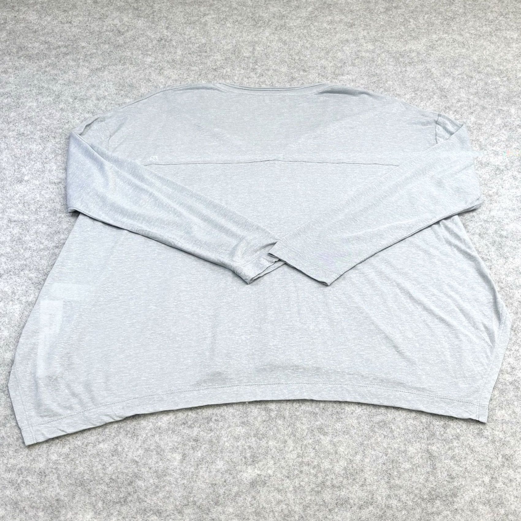 Vintage Wrap London Top UK20 Women’s Steel Blue Long Sleeve BNWT Defect Back Snag Linen Tencel Pullover V-Neck Casual Shirt Ladies Size 3XL / US 20-22 - 2 Thumbnail