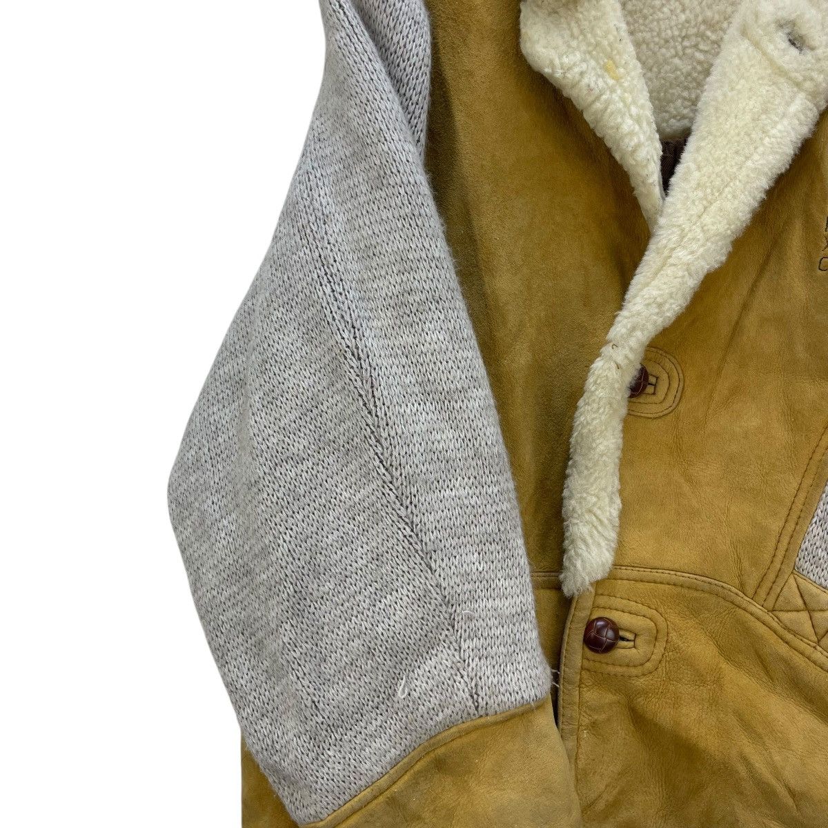 Genuine Leather 💥 Vintage Sheepskin Shearling Leather Jacket Knit Sleeves Size US M / EU 48-50 / 2 - 6 Thumbnail
