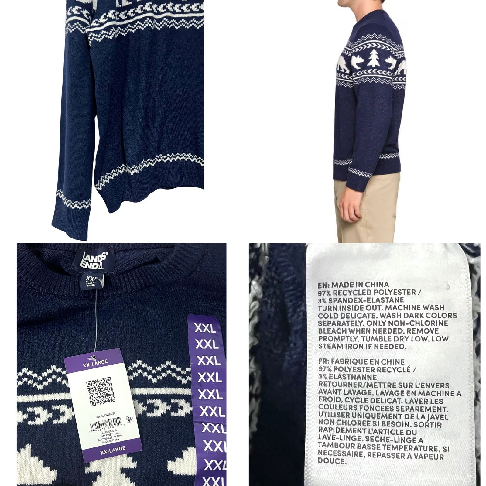 Lands' End Lands' End Sweater Fair Isle Bears Crew Neck Long Sleeve Pullover Mens XXL Blue Size US XXL / EU 58 / 5 - 8 Thumbnail