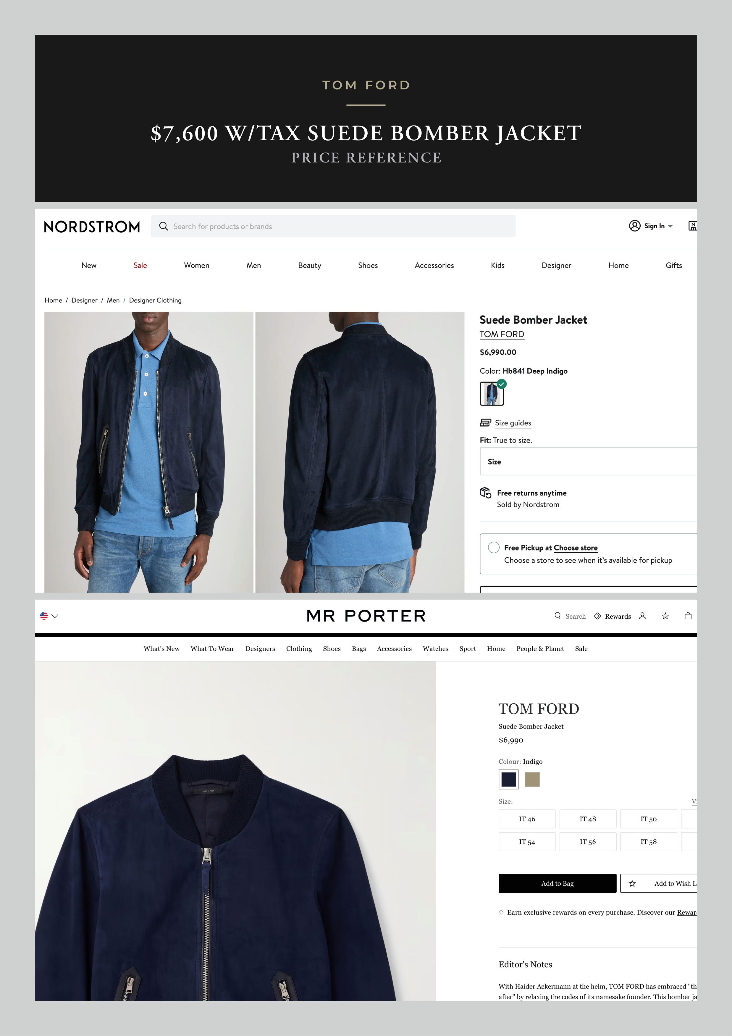 Tom Ford Coveted Rare $7,600 w/tax Cerulean Suede Bomber Jacket Size US XL / EU 56 / 4 - 8 Thumbnail