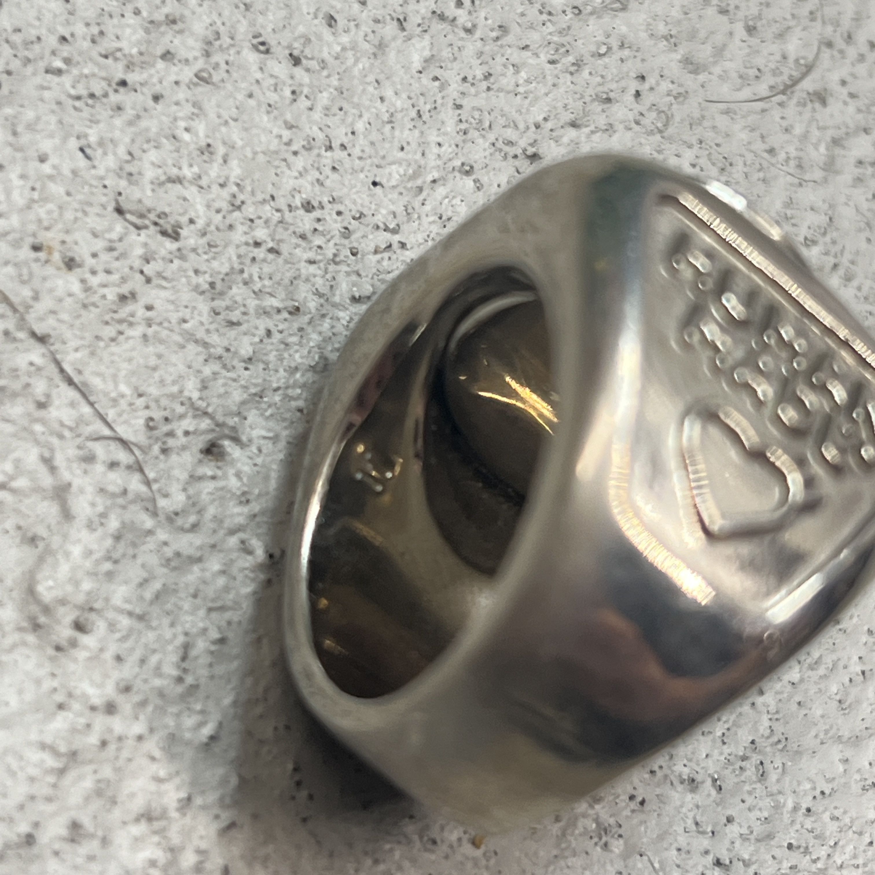 Human Made × Pharrell Human Made Pharrell Silver College Black Heart Ring Rare Size ONE SIZE - 5 Thumbnail