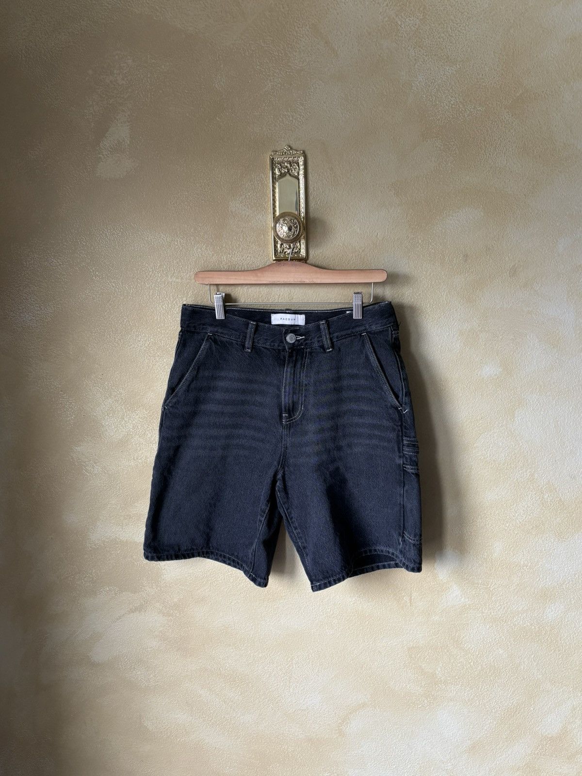 Pacsun Pacsun Black Baggy Denim Carpenter Shorts Size US 30 / EU 46 - 1 Thumbnail
