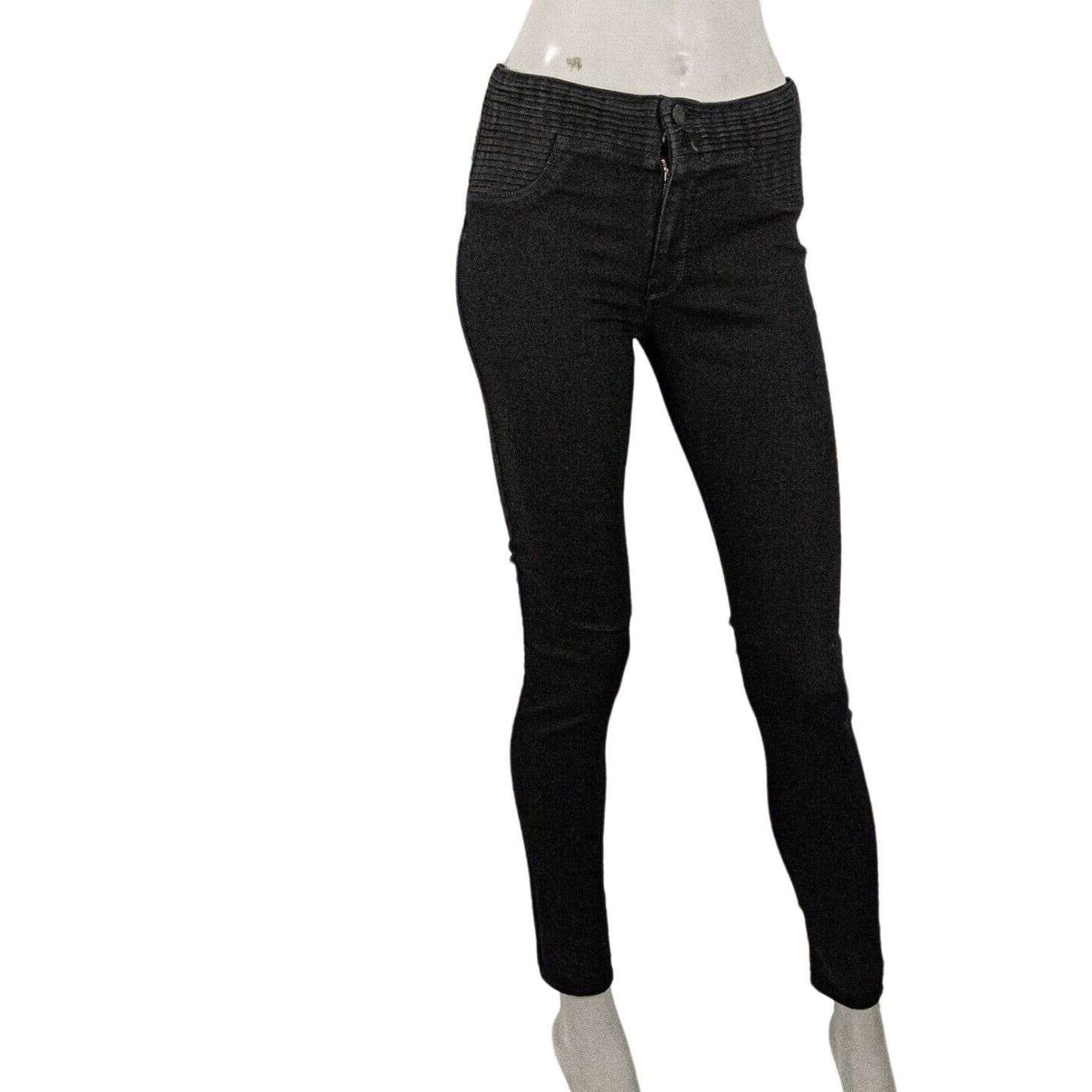 Rta RtA Black Skinny Stretch Denim Jeans ribbed waist Size 27 Size 27" / US 4 / IT 40 - 1 Thumbnail