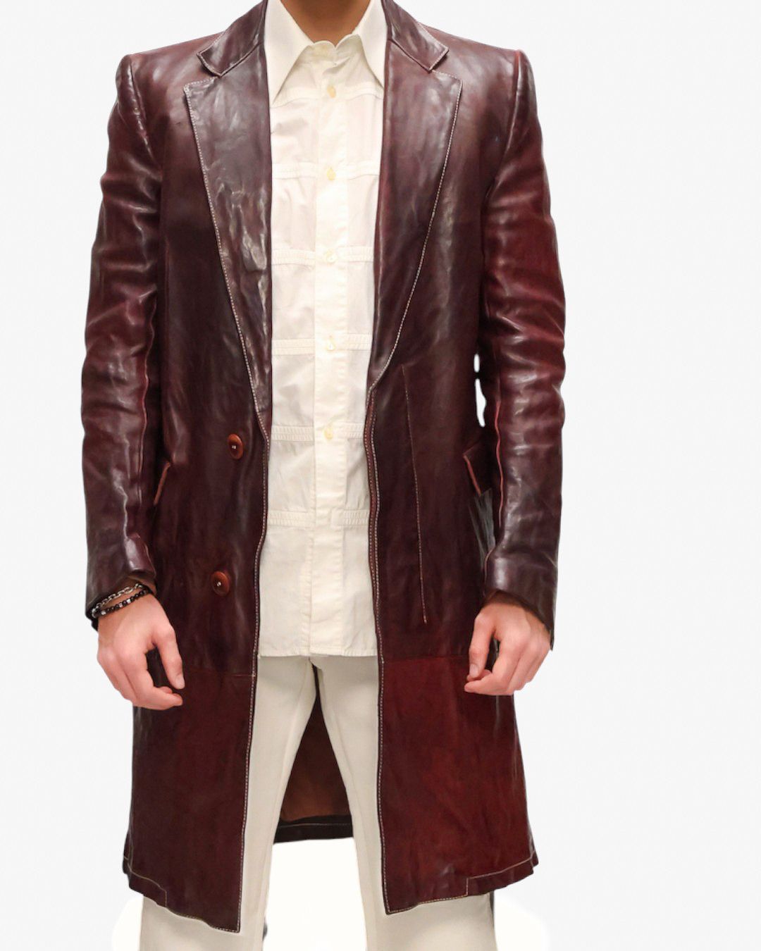 Carol Christian Poell Carol Christian Poell FW04 Long Burgundy Leather Coat Size US M / EU 48-50 / 2 - 10 Thumbnail