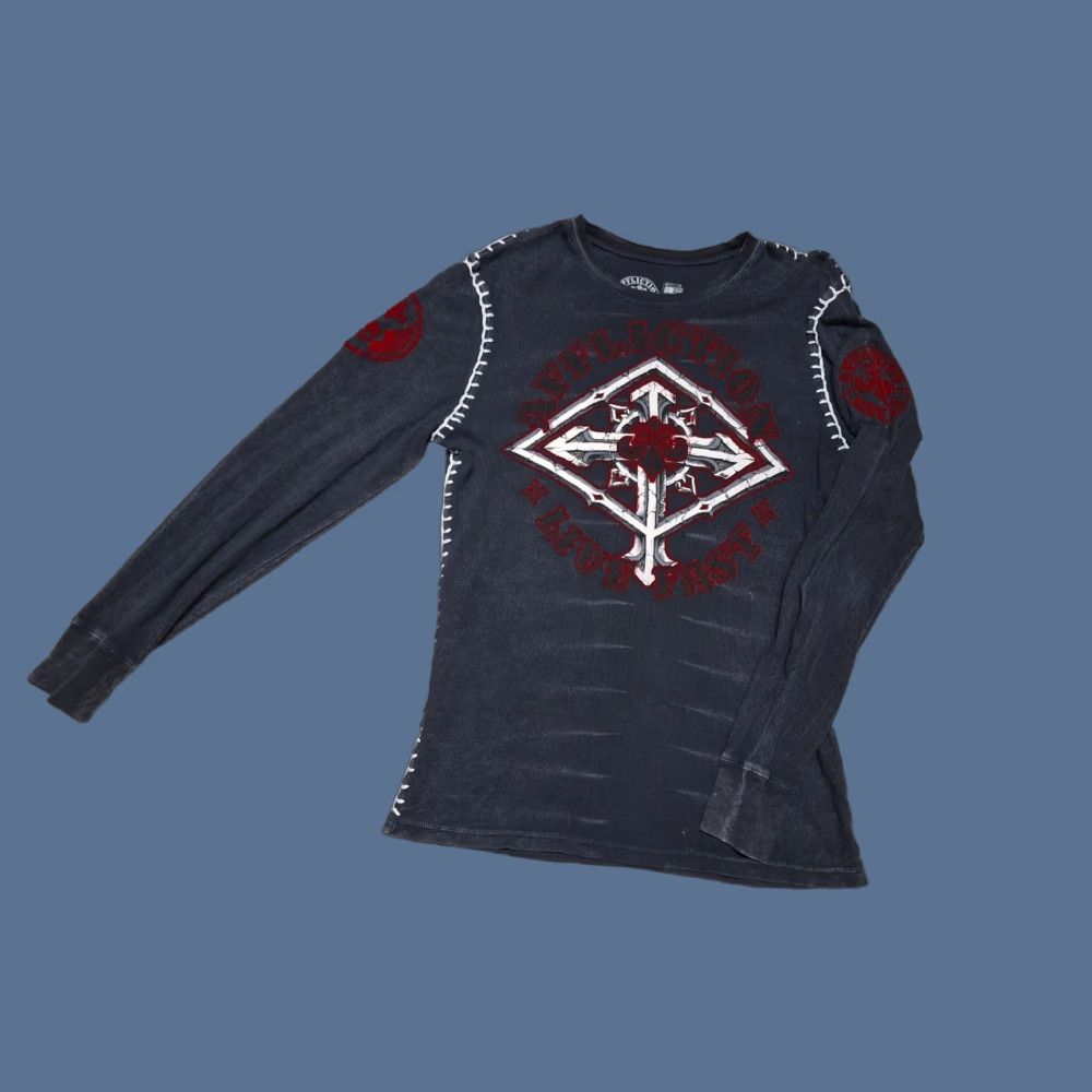 Affliction Affliction Live Fast Gothic Y2K Long Sleeve T-Shirt Mens M Grunge Cross Y2K Multicolor Graphic Print Knit Regular Size US M / EU 48-50 / 2 - 1 Thumbnail