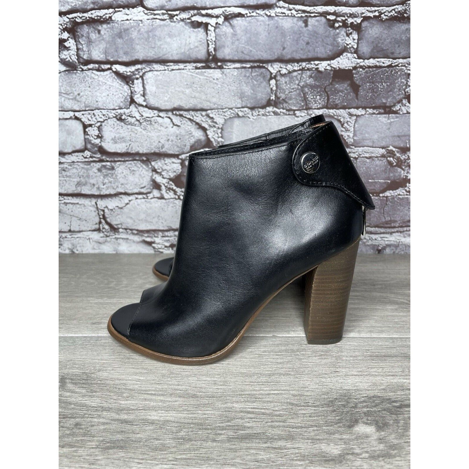 Coach Coach Labelle Black Leather Open Toe Booties Heels Shoes Wom Size US 7 / IT 37 - 12 Thumbnail