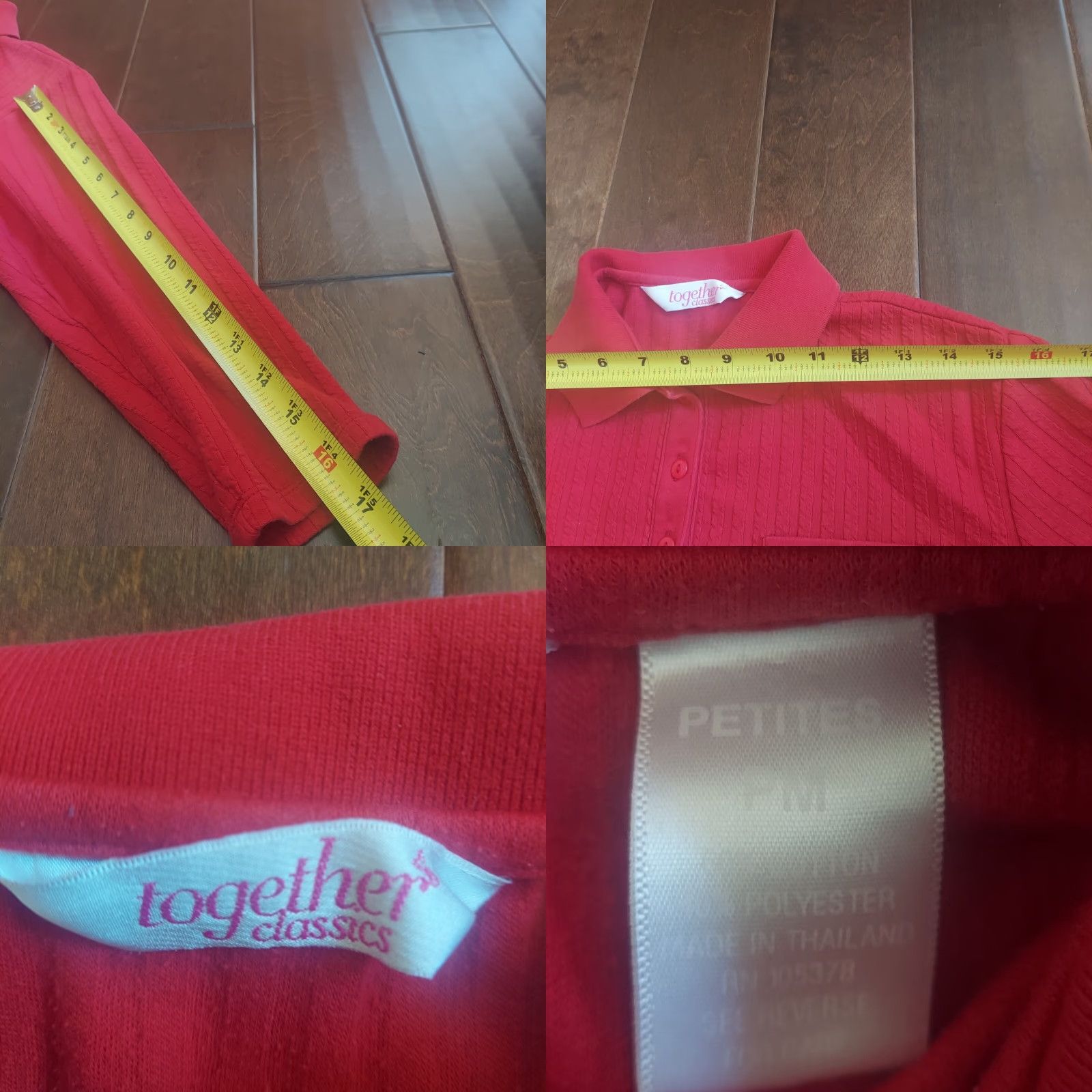 Vintage Together Classics Men’s Red Button Long Sleeve Polo Shirt PM Petite Size Size US M / EU 48-50 / 2 - 9 Thumbnail