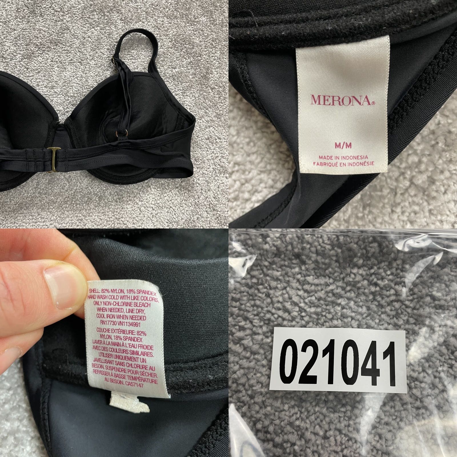 Merona VINTAGE Merona Bikini Top Womens Medium Black Spaghetti Strap Summer Beach Swimsuit Women Size M / US 6-8 / IT 42-44 - 8 Thumbnail