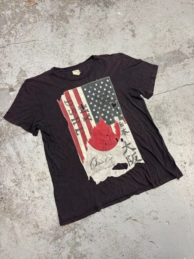 Polo Ralph Lauren 2000s Ralph Lauren Denim & Supply USA Japan Destroyed Flag Faded Black T-Shirt Size US M / EU 48-50 / 2 - 4 Thumbnail
