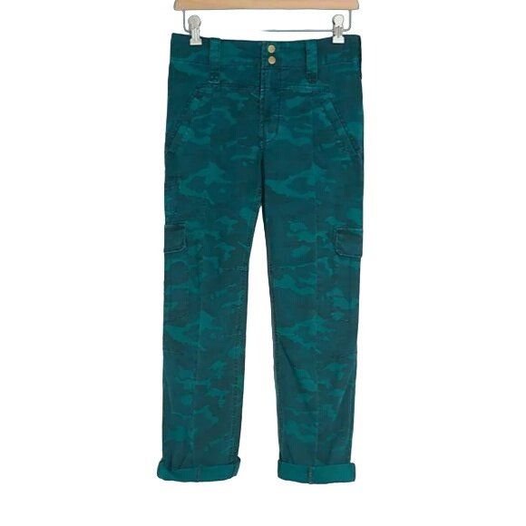 Anthropologie Anthropologie Austin Cargo Pants Dark Turquoise Camo Size 26" / US 2 / IT 38 - 4 Thumbnail
