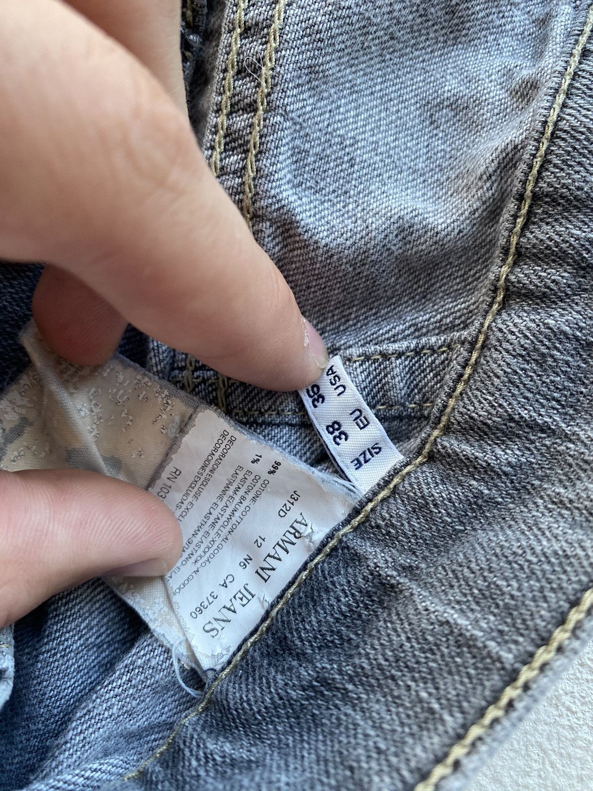 Giorgio Armani × Vintage 90s Armani Jeans Denim Grey Baggy Mens Pants 36US Size US 36 / EU 52 - 6 Thumbnail