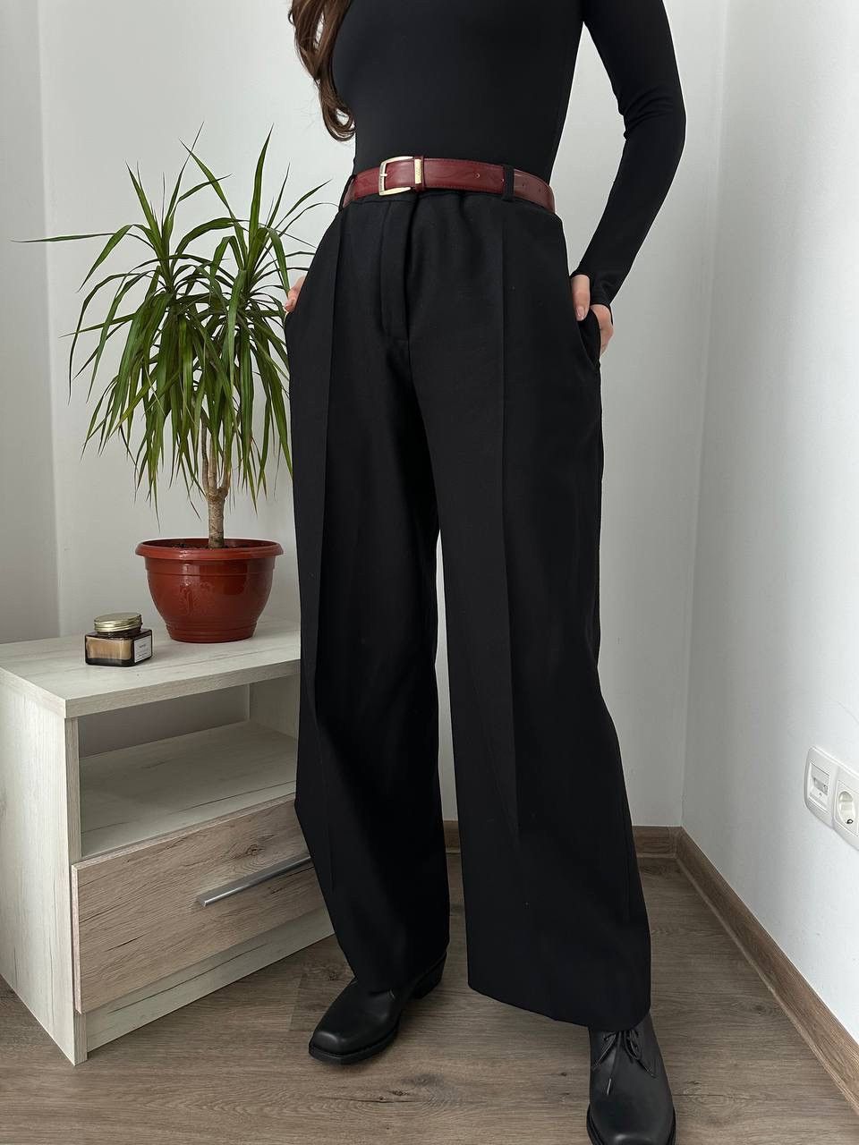 Hermes × Vintage Vintage Hermes Paris Wool Black Stretch Women’s Pants Size 28" / US 6 / IT 42 - 2 Thumbnail