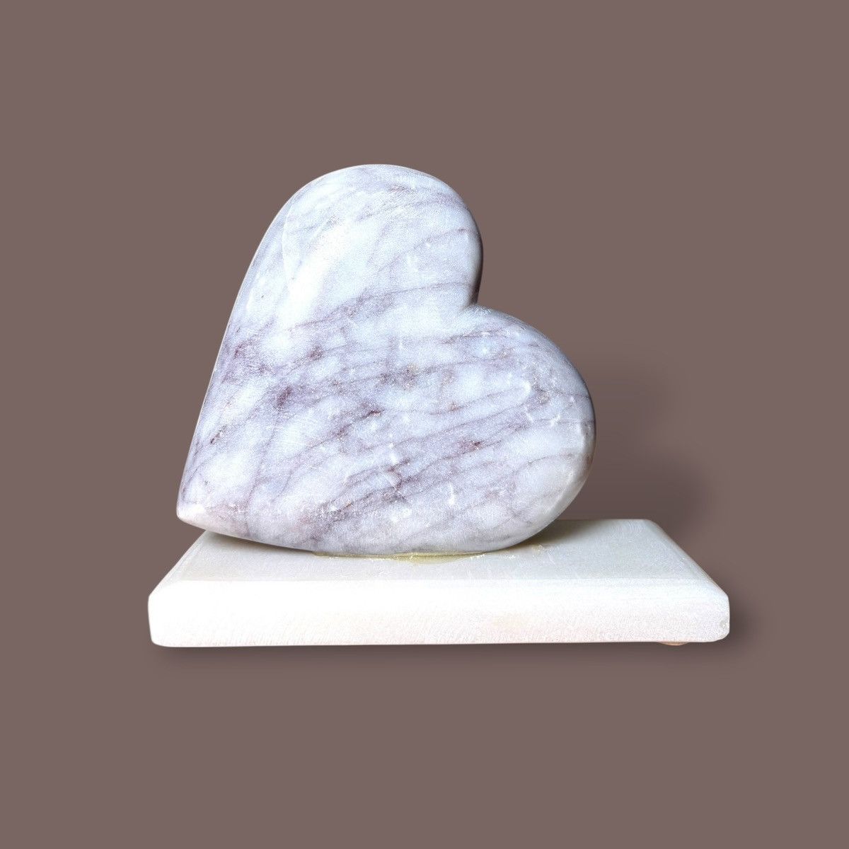 Handmade Polished Carved Light Color Marble Heart on Base Sculpture Size ONE SIZE - 4 Thumbnail